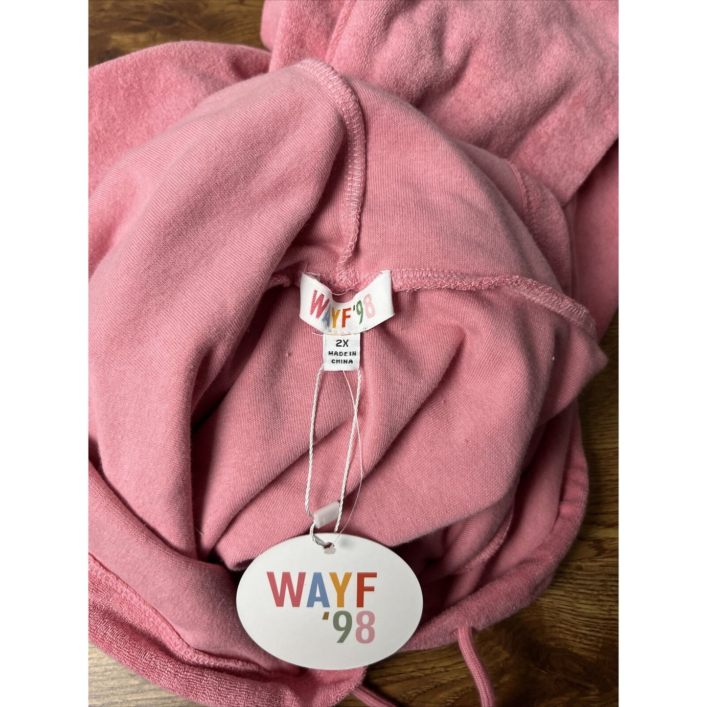 WAYF '98 Luke Terry Cloth Oversize Sweatshirt Hoodie Sz 2X Rose Pink NEW