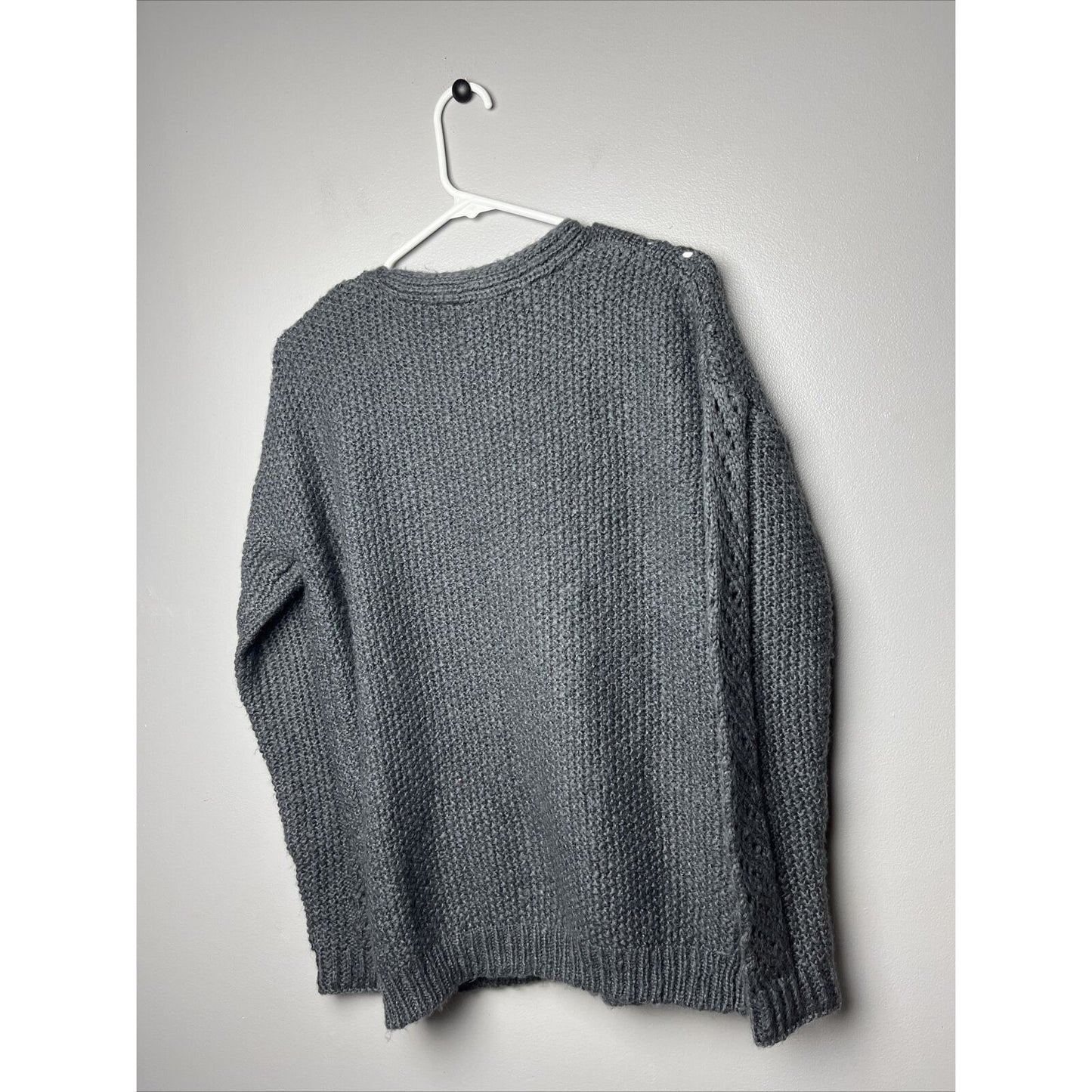 CENY Women's Mix Cable Grandpa Knit Cardigan Sweater In Dark Charcoal Size M
