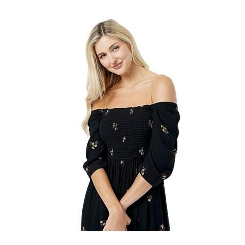 All Worthy Hunter McGrady Floral Printed Plus Size Midi Dress Puff Sleeves 3X