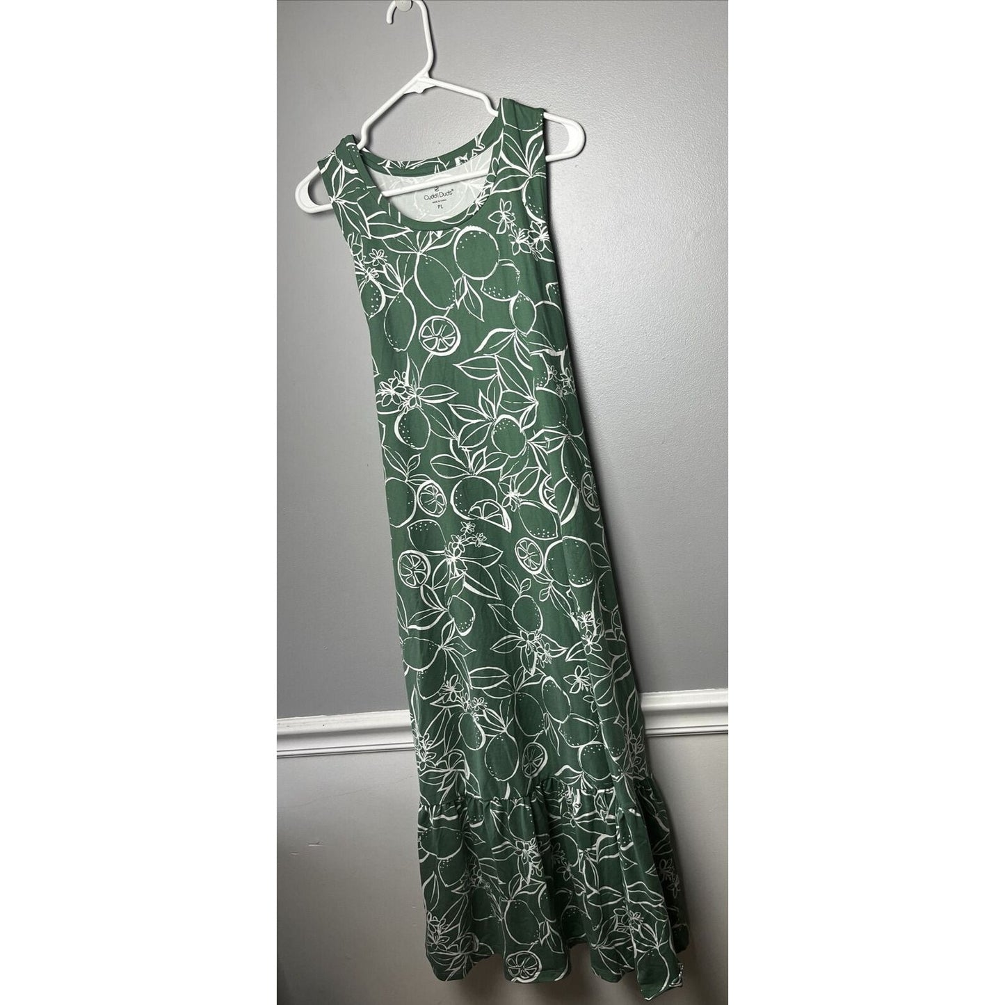 Cuddl Duds Petite Flexwear Scoop-Neck Tiered Dress Ivy Citrus PXL NWOT A471031