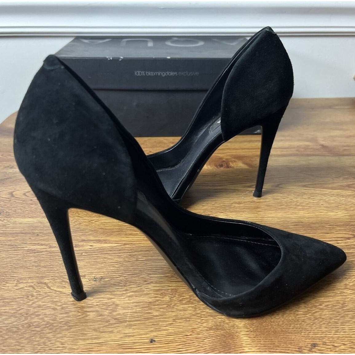 AQUA Women's Dion Half d'Orsay High Heel Pumps Size 7.5 Black Suede
