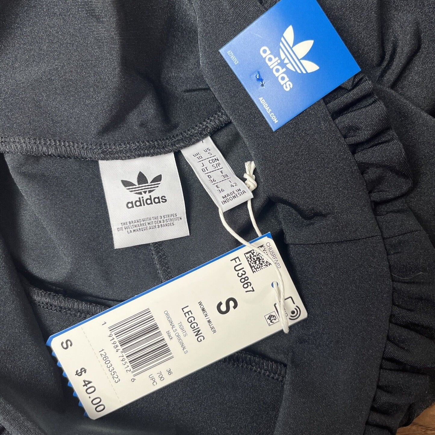 *NWT* Adidas Originals Ruffled Waist Full Length Leggings Size S FU3867