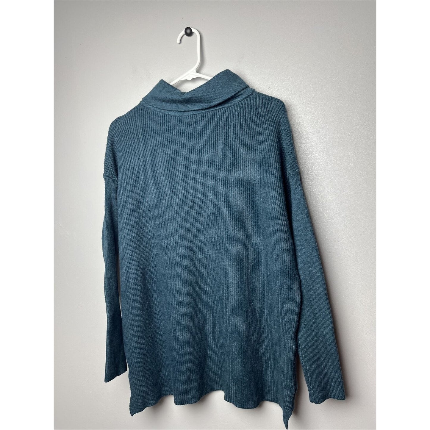 Devotion by Cyrus NEW Ottoman Turtleneck Rib Knit Long Sleeve Sweater Teal XS