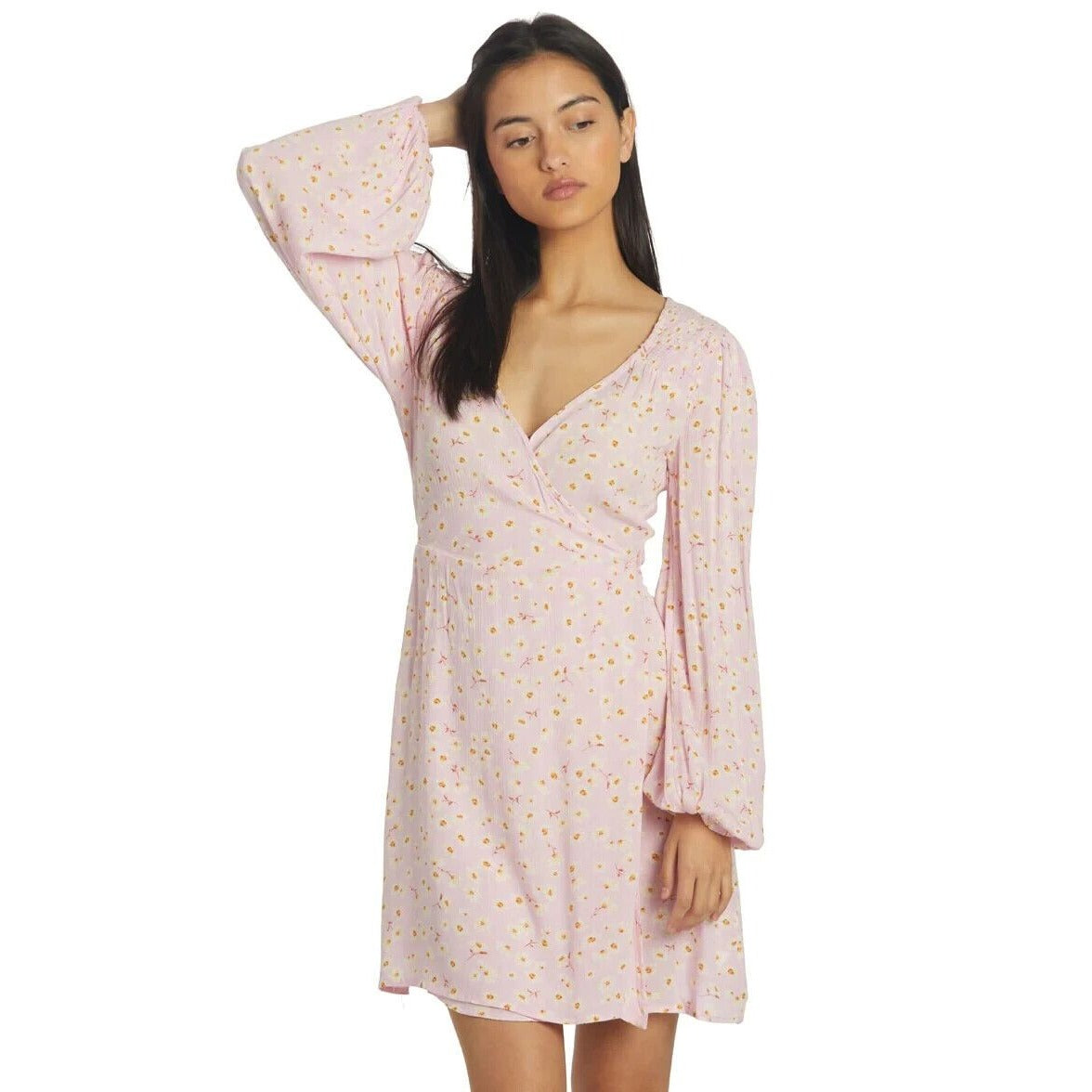 NWT Billabong Women's Spring Romance Mini Wrap Dress Size L/ 12 Pink