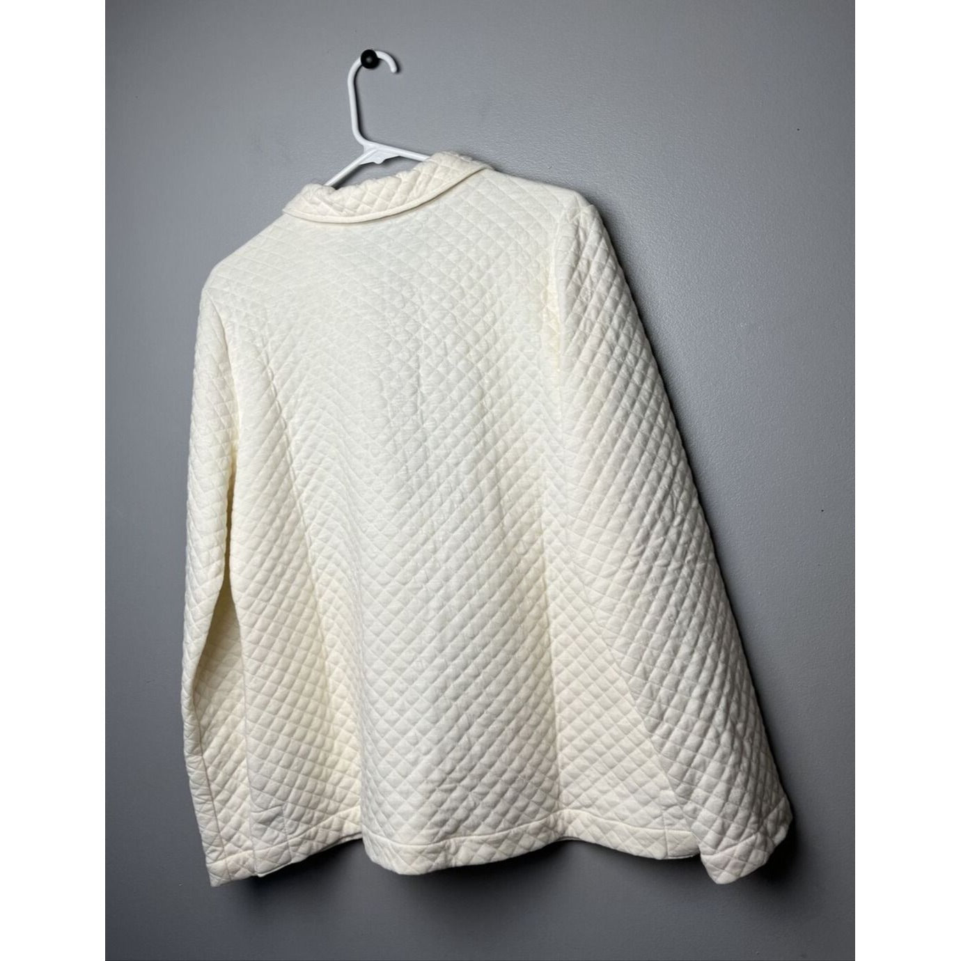 Isaac Mizrahi Live! Quilted Half-Zip Pullover Ivory, MEDIUM