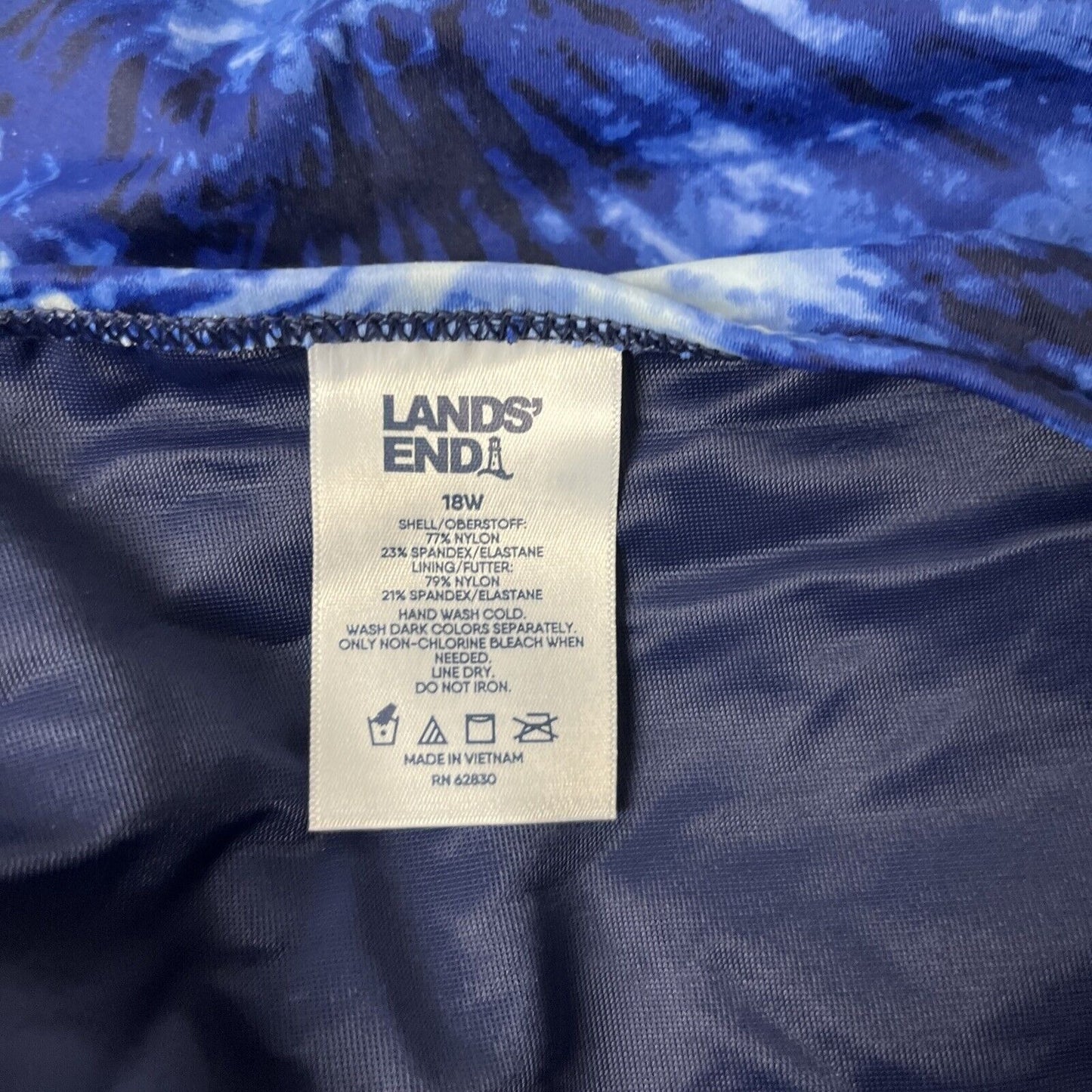 Lands' End High Neck UPF 50 Top Tankini Tie Dye Palm 18W NWOT