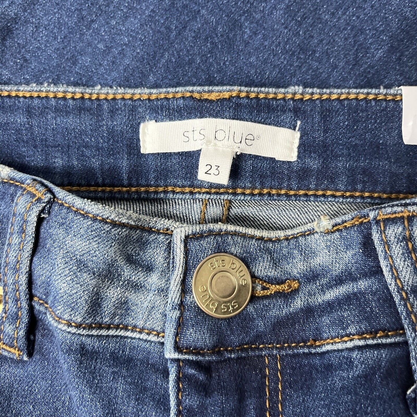 M1083 STS BLUE Caroline High Rise Straight Leg Raw Hem Jeans Blue Womens Size 23