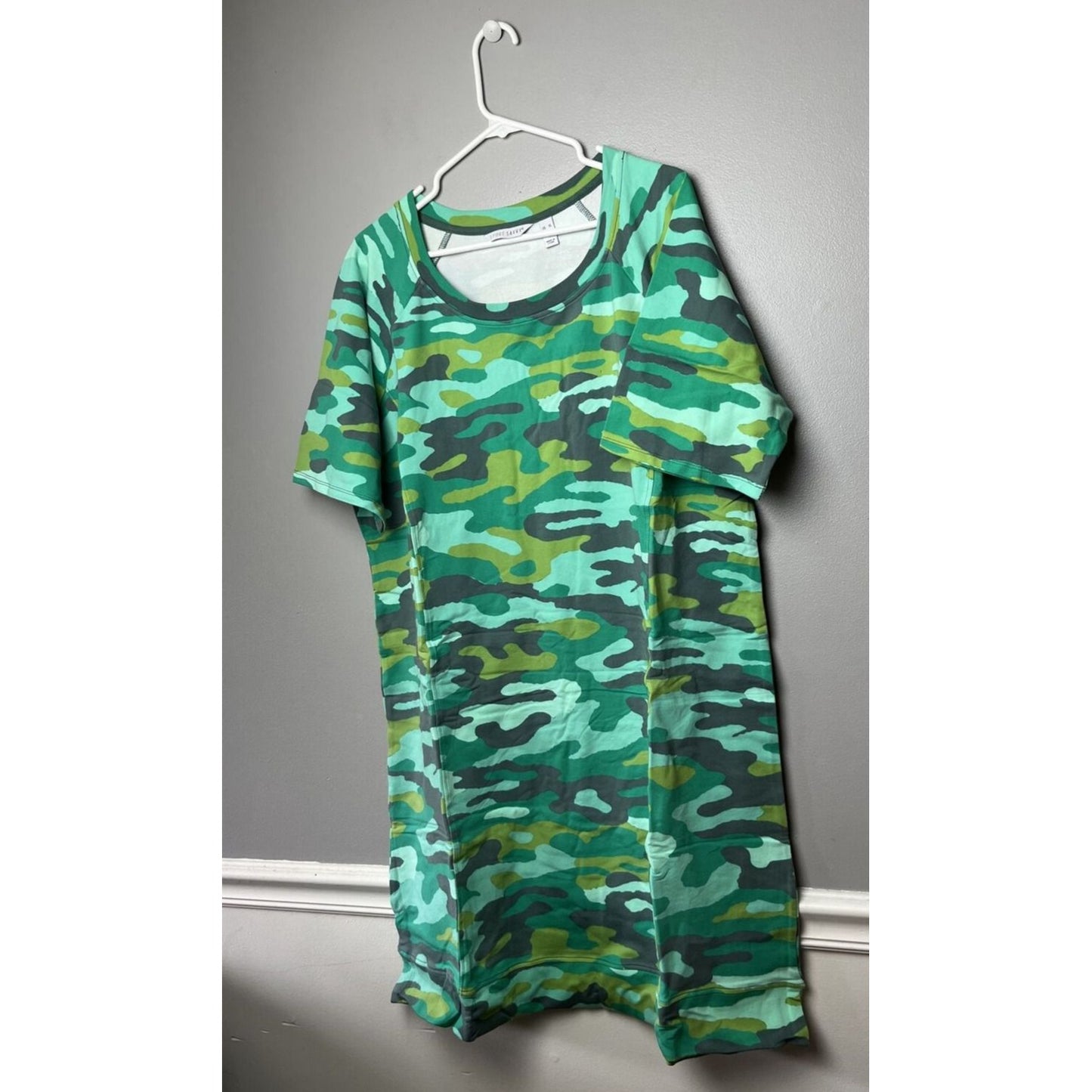 Sport Savvy Printed Terry Raglan Elbow Slv Dress Sea Pine Camo XL NWOT A487111