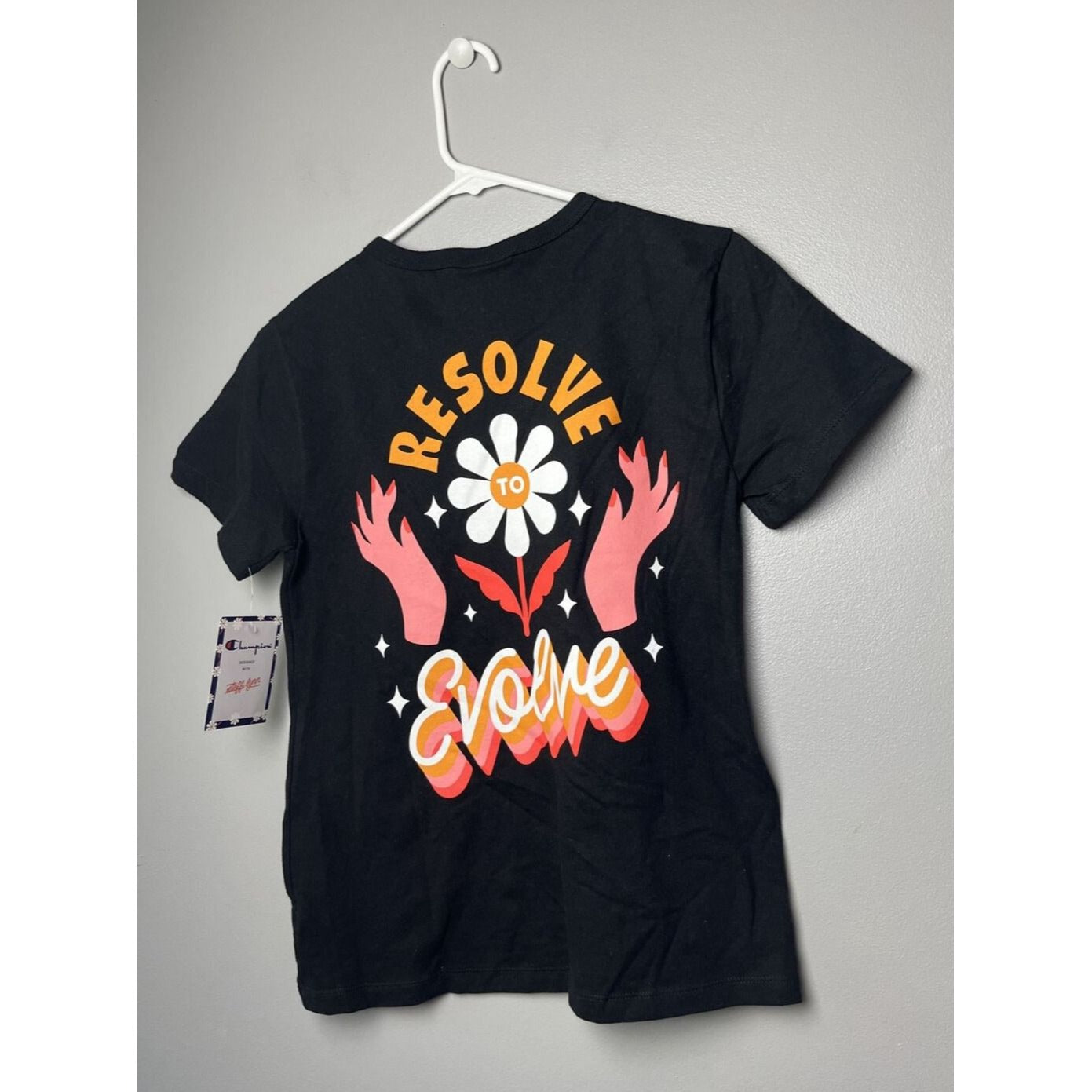 Champion x Steffi Lynn NWT Heritage Tee T Shirt Resolve to Evolve Black Size XS