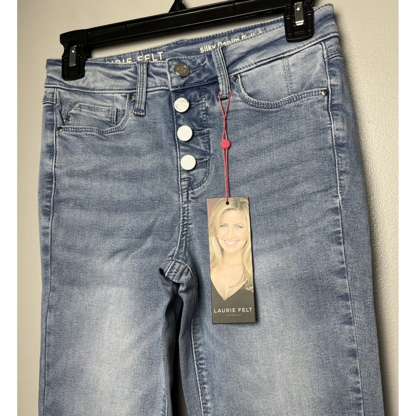NWT Laurie Felt Silky Denim Pull-On Bootcut Jeans Button Vintage Blue Size XXS