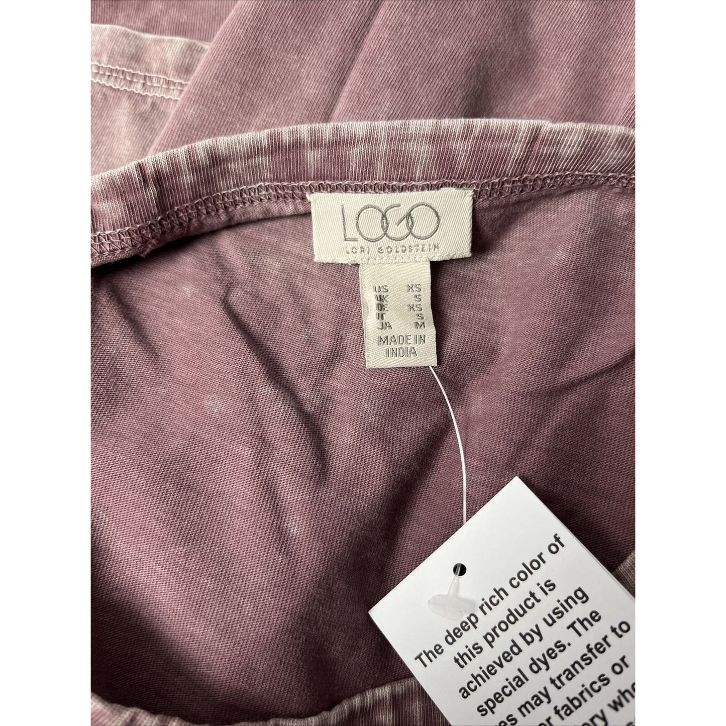 LOGO by Lori Goldstein Sun Faded Cotton Hi-Low Hem Top (Purple, XS) A489029