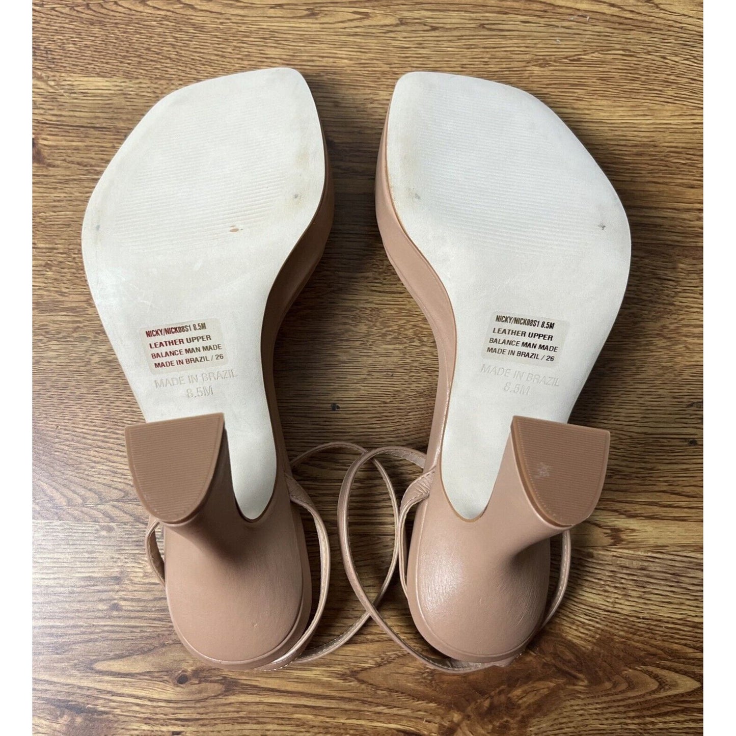 Steve Madden Nicky Tan Leather Ankle Strap Squared Open Toe Heel Sandal Size 8.5