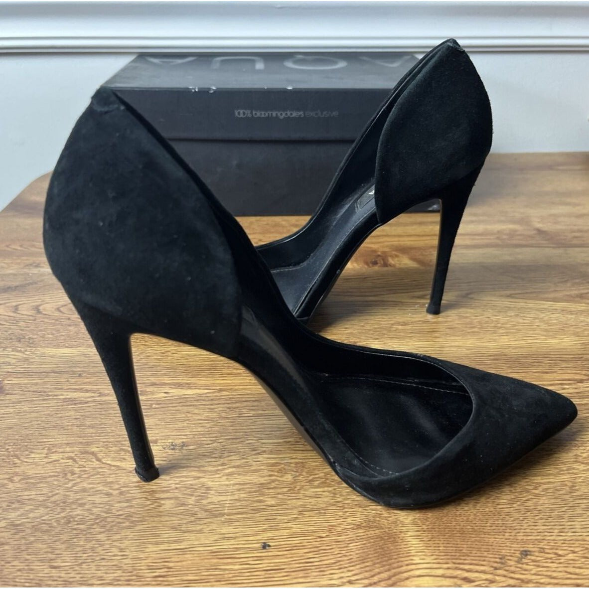 AQUA Women's Dion Half d'Orsay High Heel Pumps Size 7.5 Black Suede