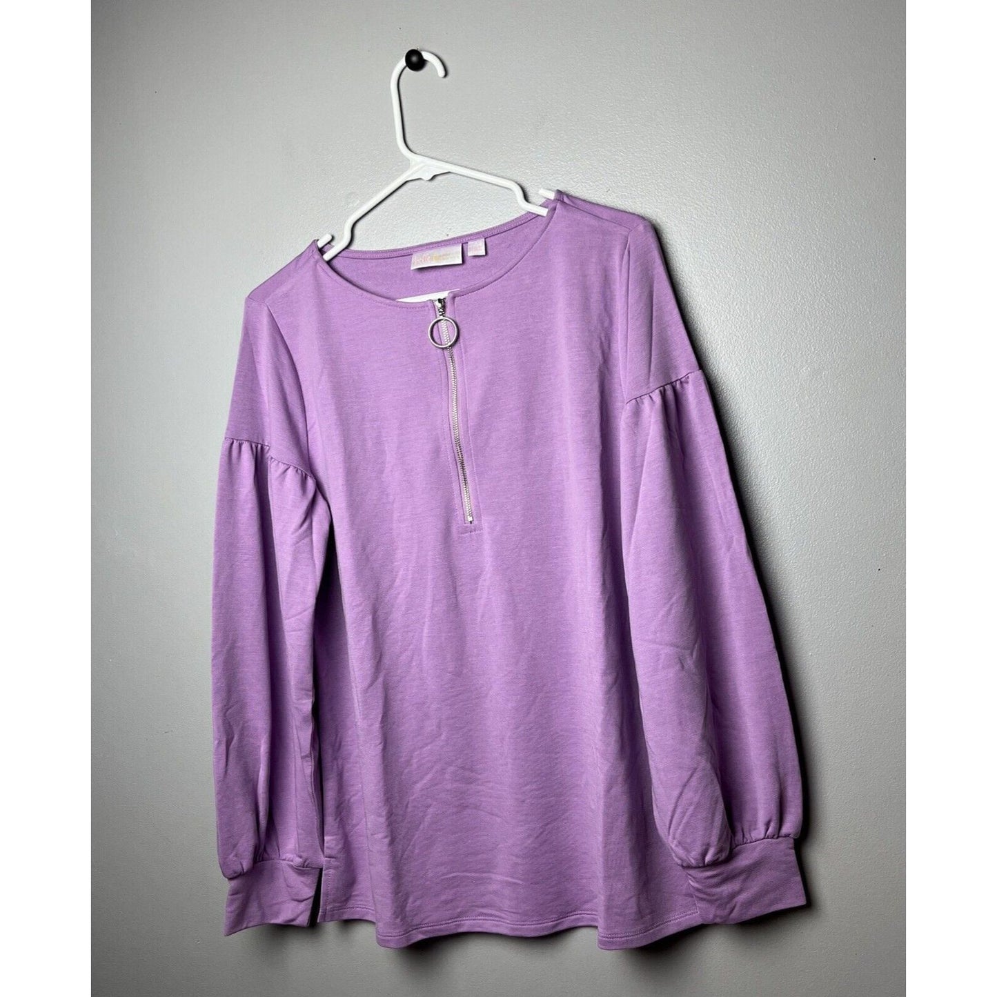 Belle by Kim Gravel Half Zip Top Lilac Size Small NWOT