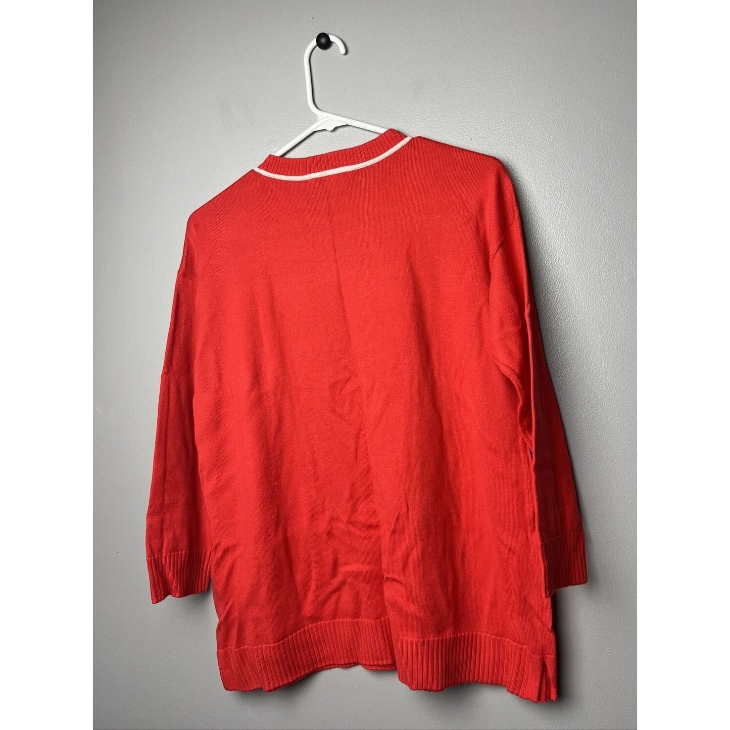 Isaac Mizrahi Live! Drop Shoulder Pullover w/ Contrast (Poppy Red, XS) A471739