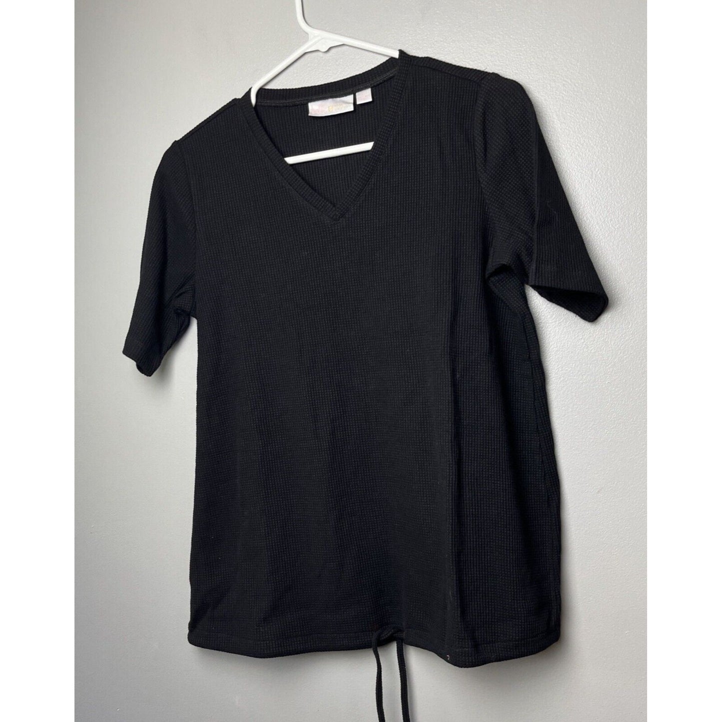 Belle by Kim Gravel Women's Top Sz XXS Baby Waffle Short Sleeve Black A513040