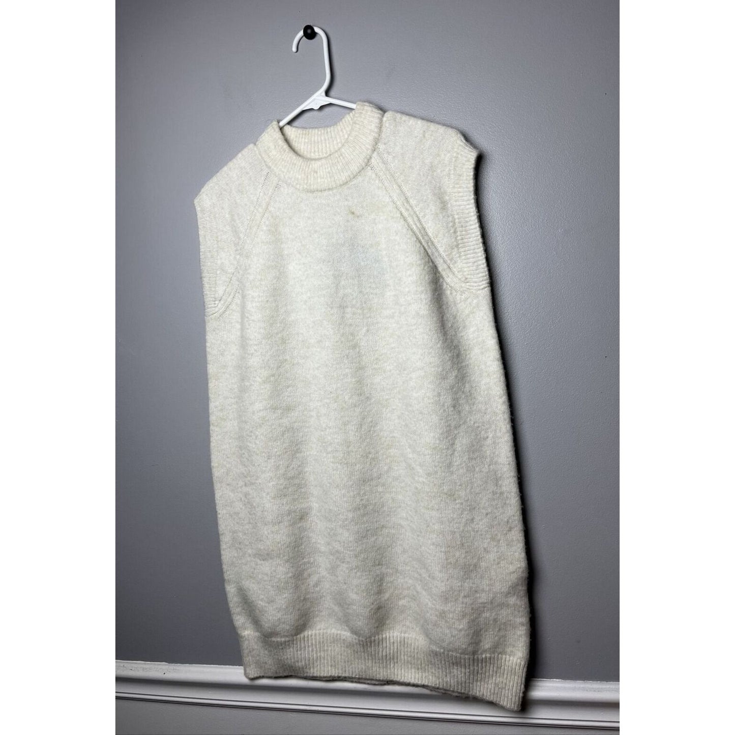 Vero Moda NWT Vigga M Sleeveless O Neck Vest Sweater Tunic Dress Cream Layering