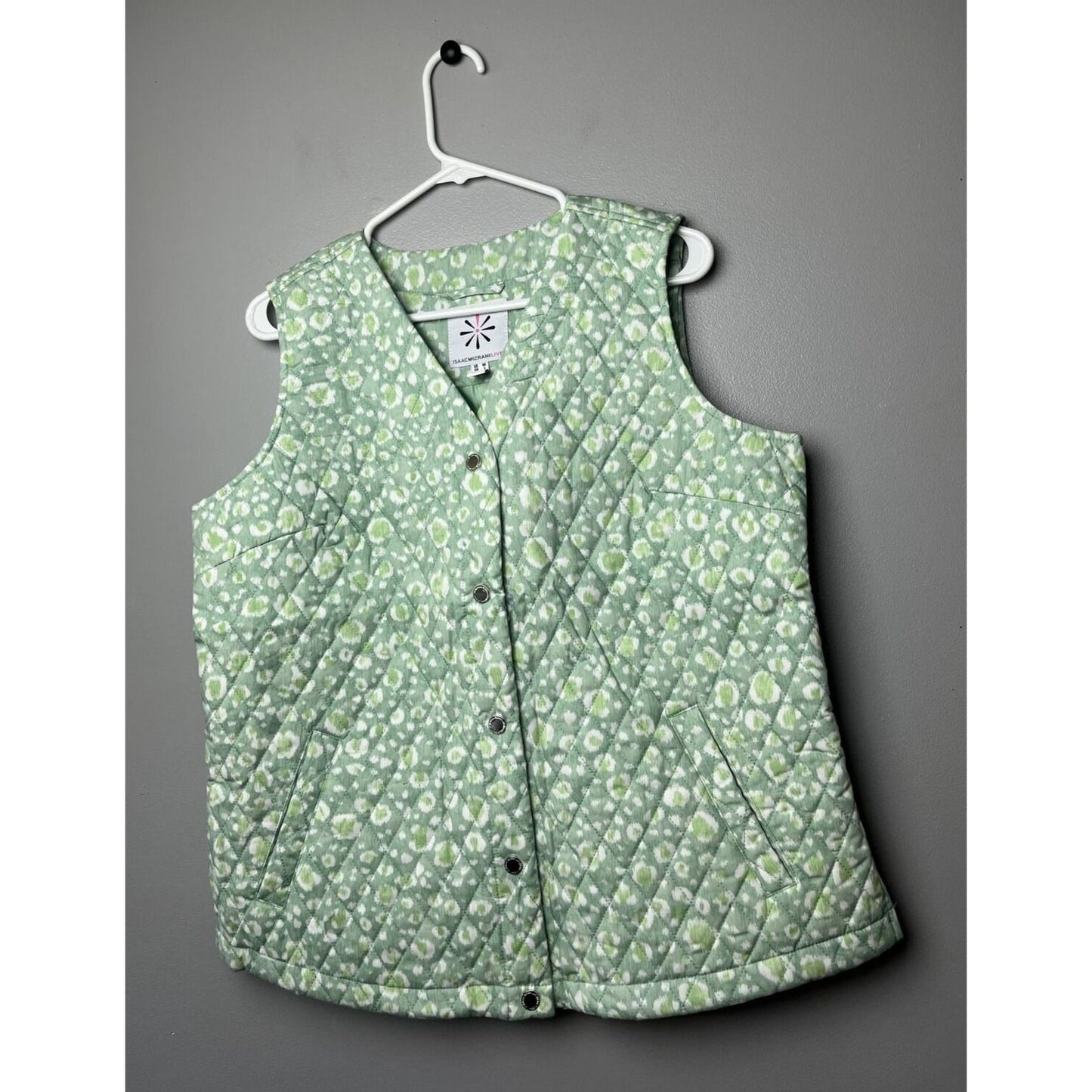 Isaac Mizrahi Live! Quilted Cotton Vest Jacket Pale Aloe M New