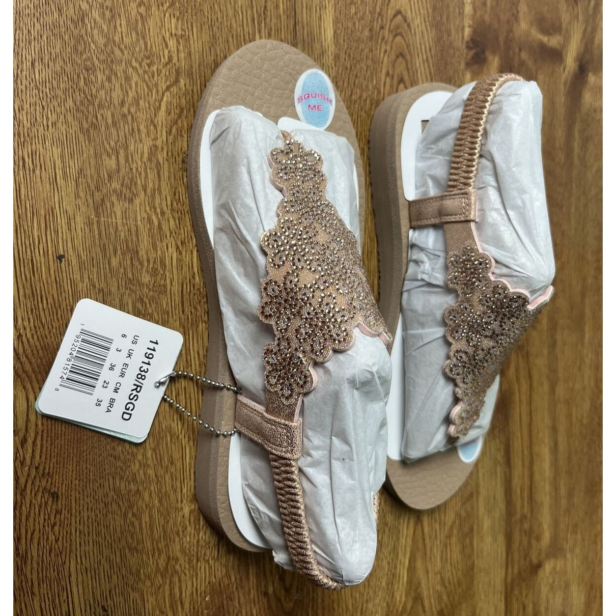Skechers Cali Women's Meditation-Floral Lover Flip-Flop, Rose Gold New Size 6