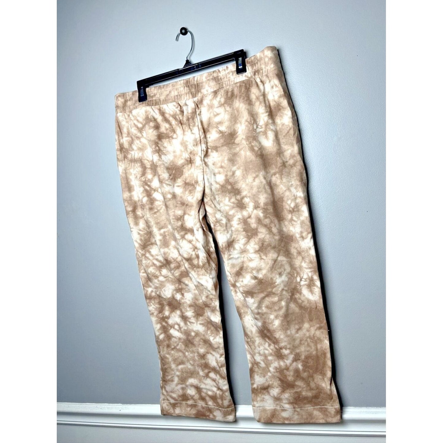 AnyBody Printed Brushed Towel Terry Pants- ALMOND TIE DYE, L #A498719