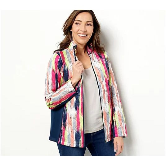 Nuage Diamond Quilted Jacket with Knit Side Trims (Pastel Brush, Small) A473393
