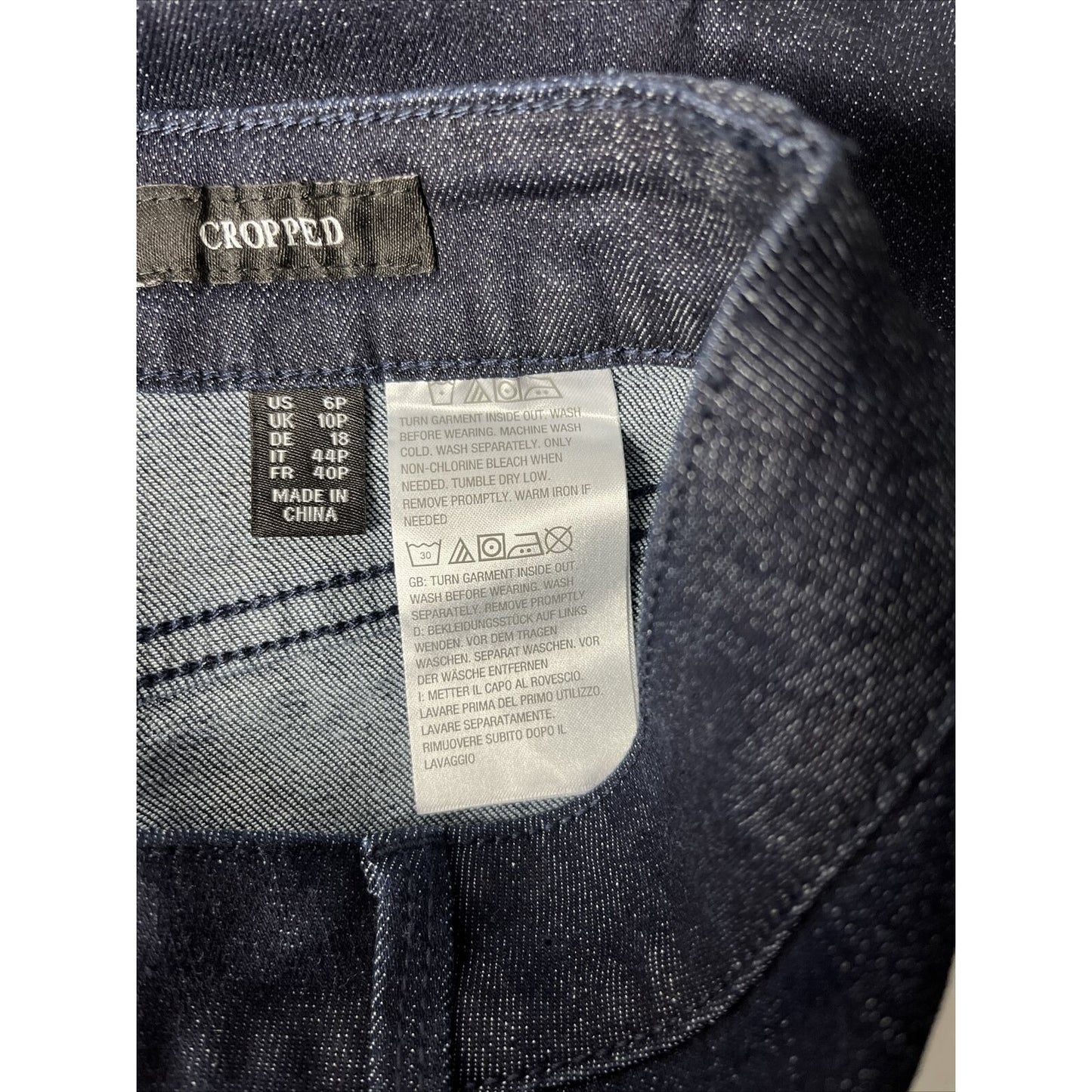 Susan Graver High Stretch Denim Petite Crop Jeans Dark Indigo Size 6P