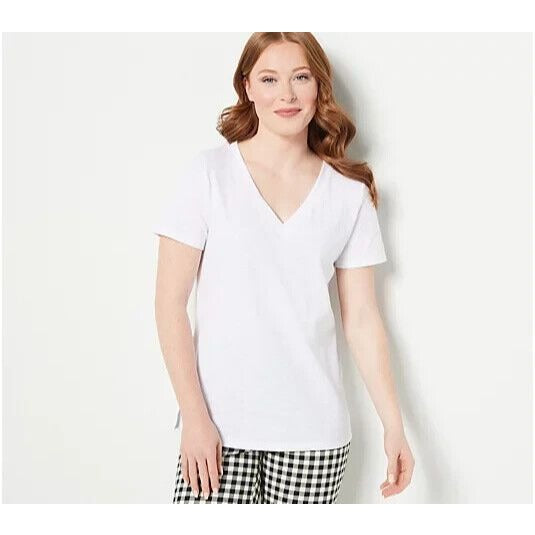 STUDIO PARK X LEAH WILLIAMS NEW $37 Slub Knit Short Sleeve V-Neck Tee X-Large