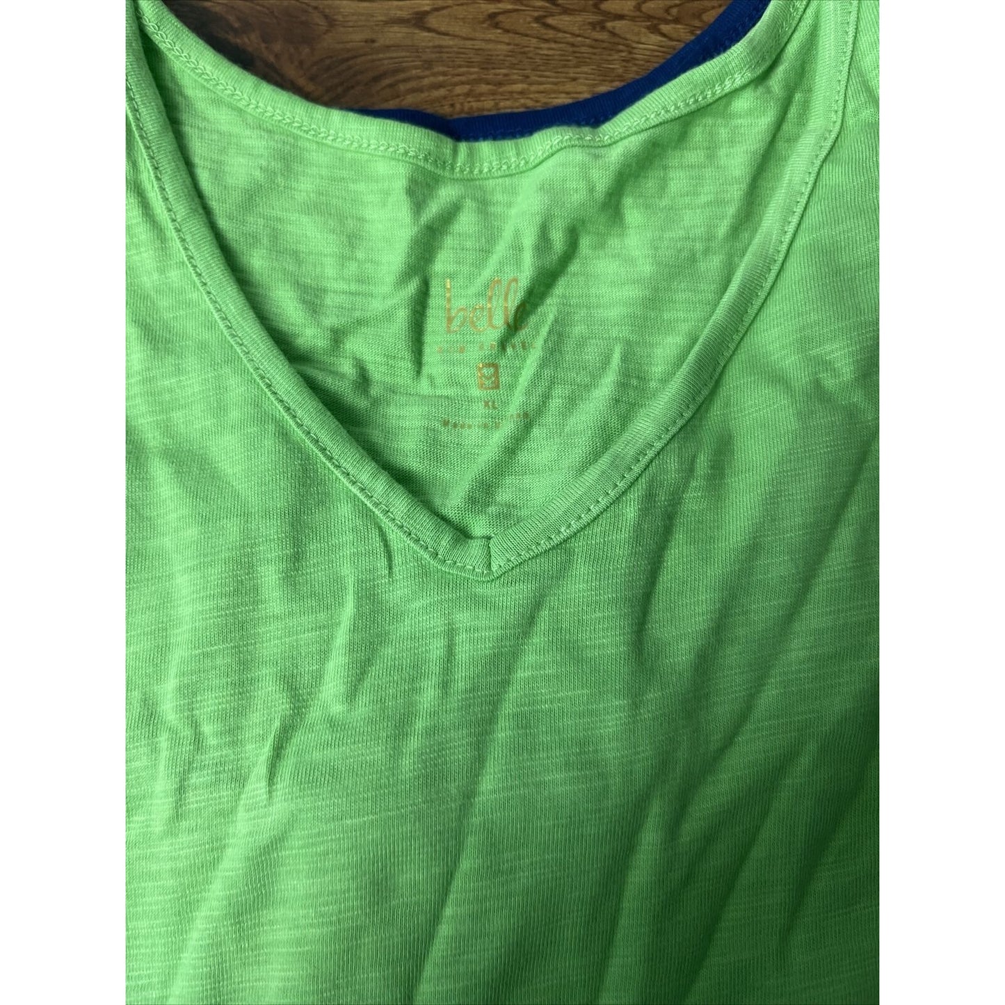 Belle by Kim Gravel Slub Knit Set of 2 V-Neck Tanks Navy/Green XL A50126