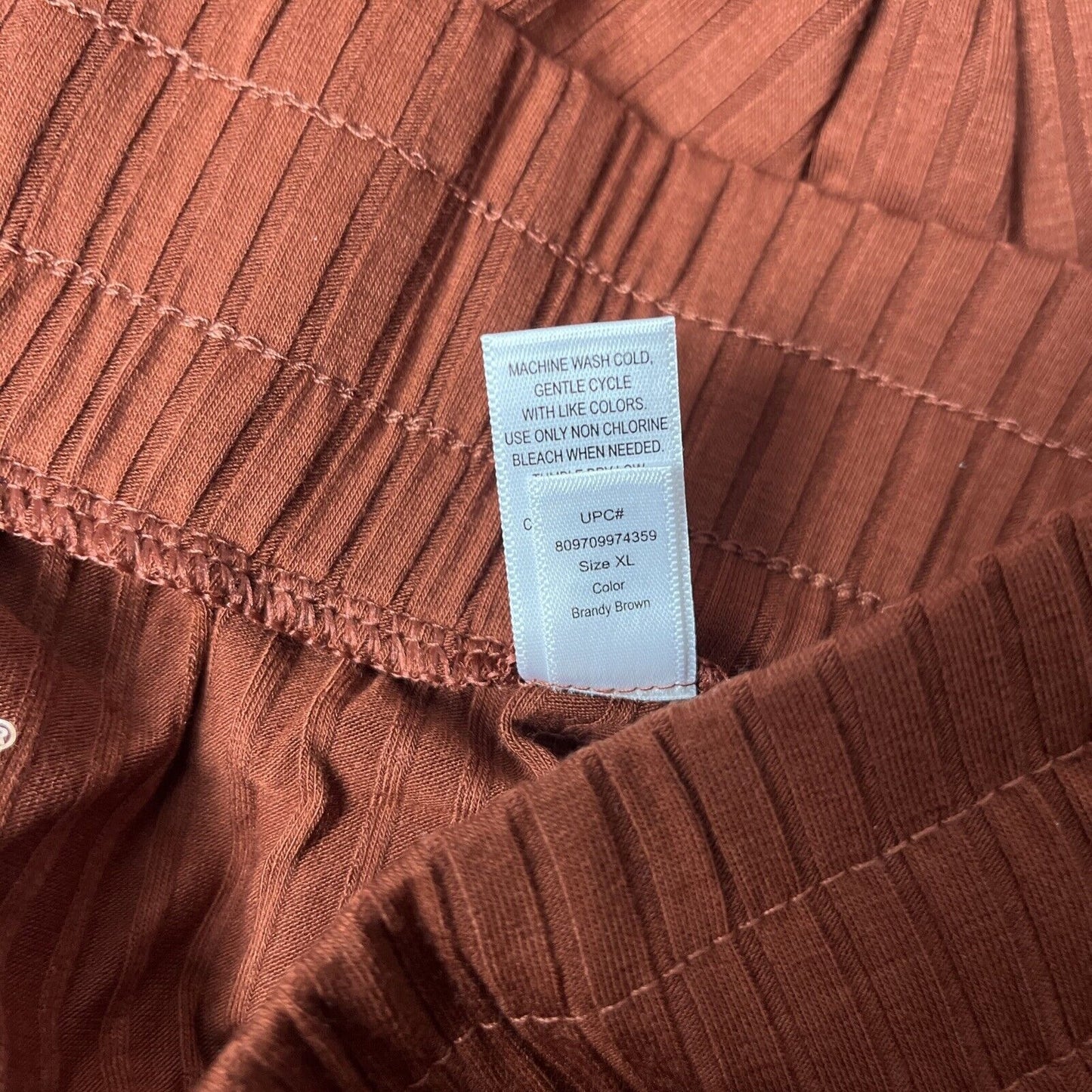 Cuddl Duds Wide Rib Wide Leg Pants Brandy Brown Small NEW A391707