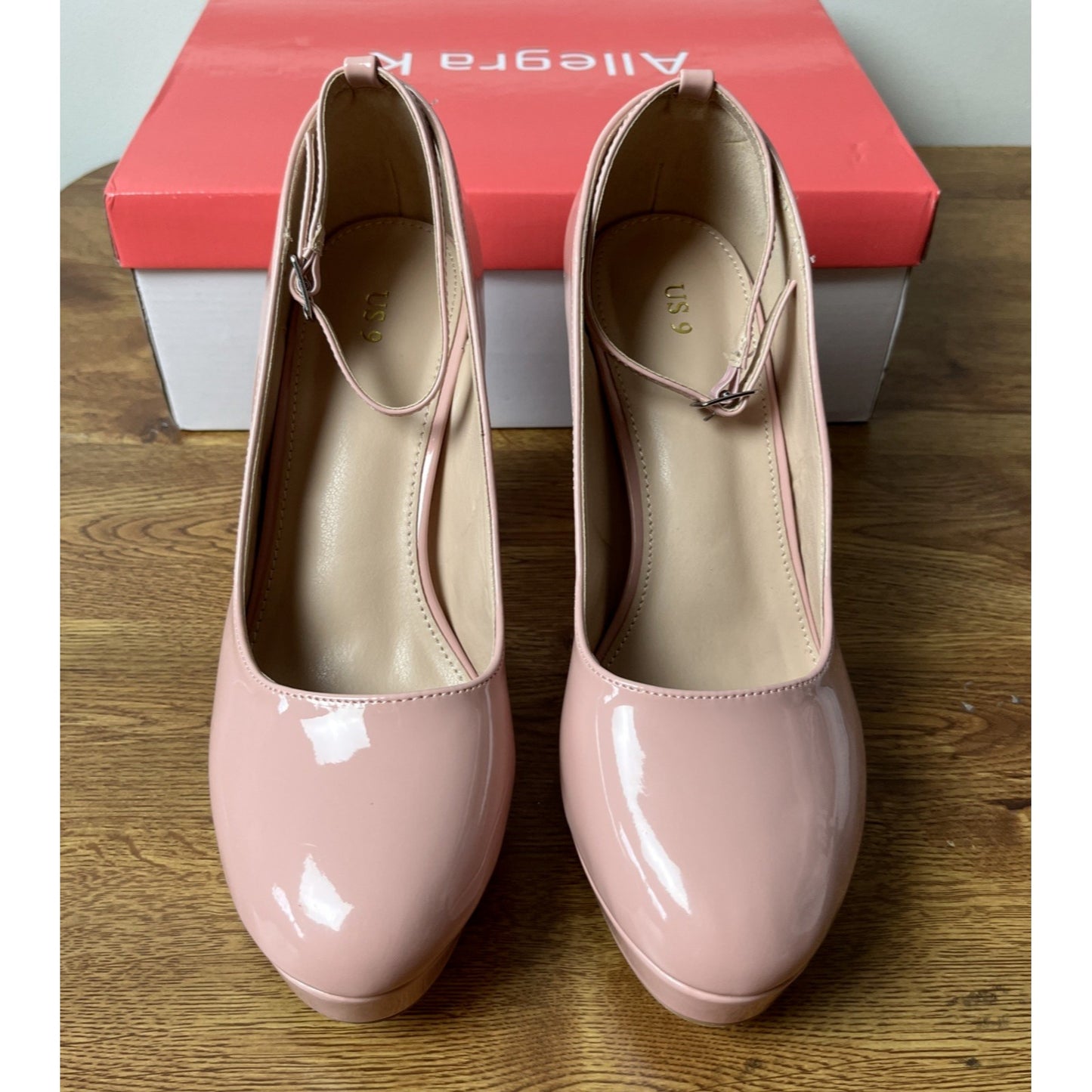 Allegra K Women's Platform Ankle Strap Chunky Heel Mary Janes Pumps 9, Pink