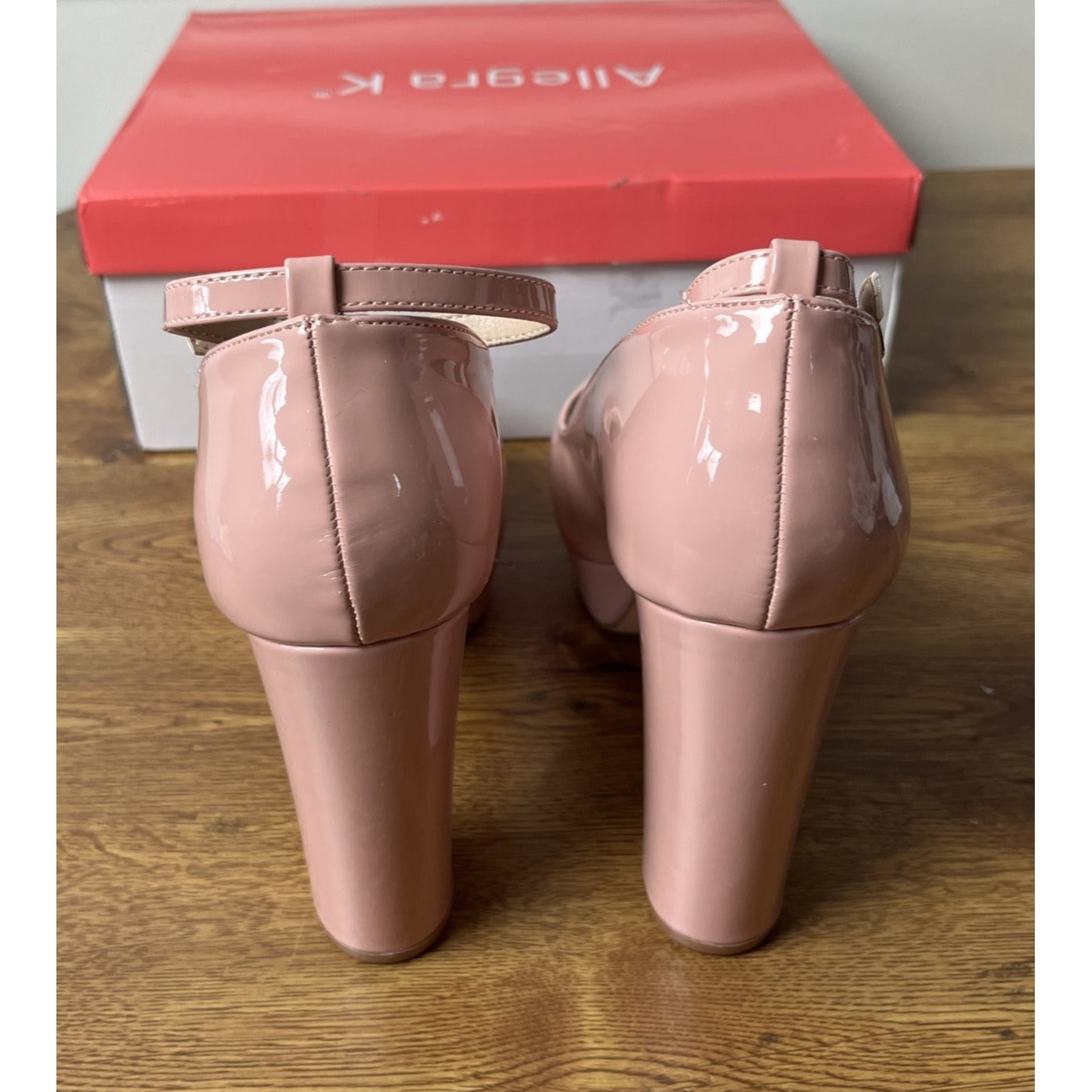 Allegra K Women's Platform Ankle Strap Chunky Heel Mary Janes Pumps 9, Pink