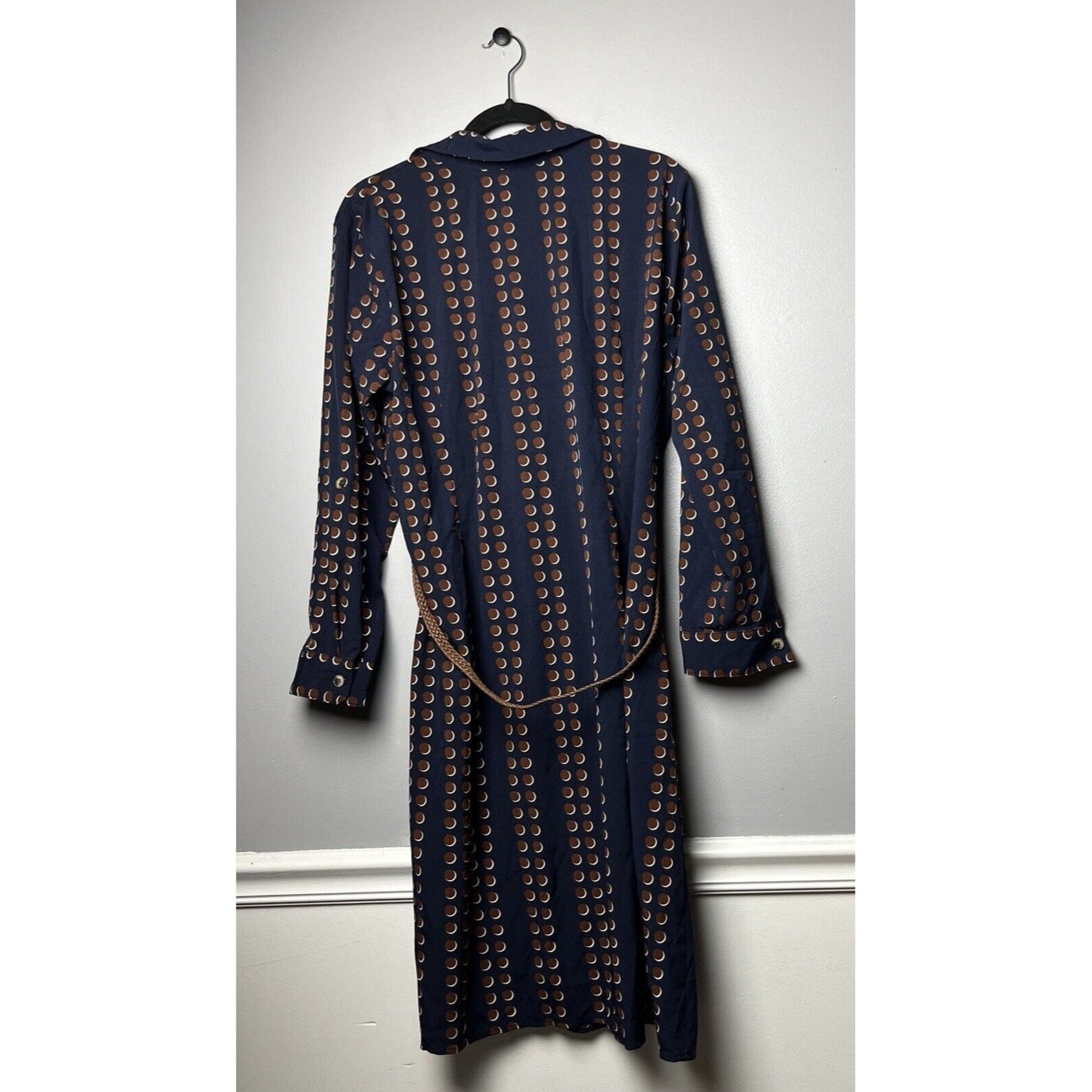 Ny Collection Women's 1X Size 3/4 Roll Tab Sleeve Shirtdress, Navy, NWT