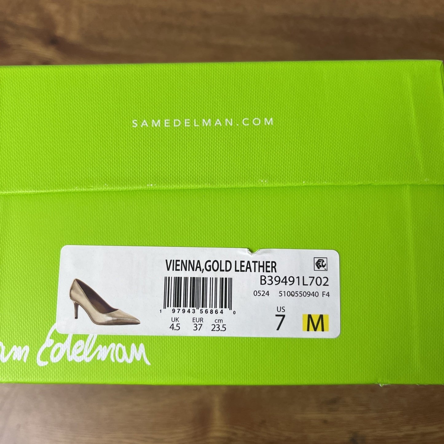 Sam Edelman Vienna Women's Pump Gold Leather Size 7