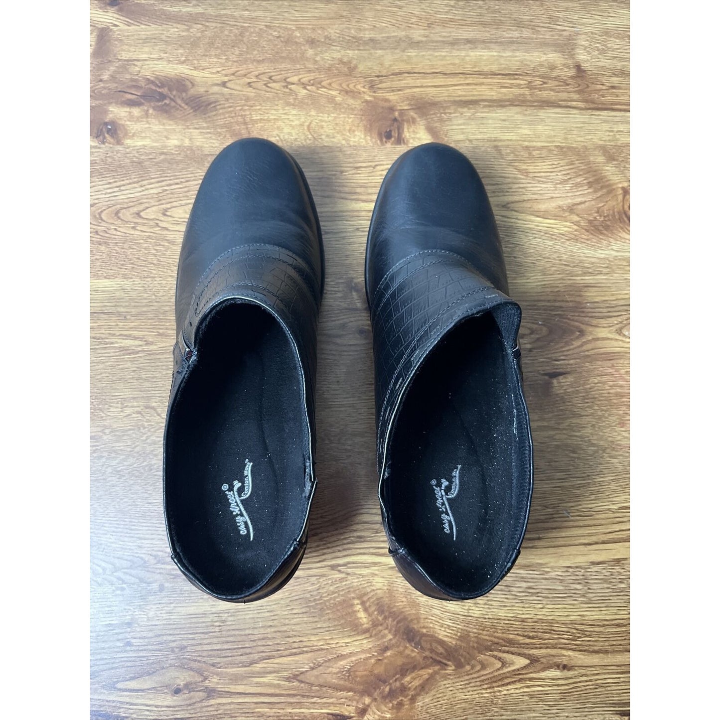 Womens Black Easy Street Womens Cynthia Round Toe Mules Block Heel Shoes Sz 12 M