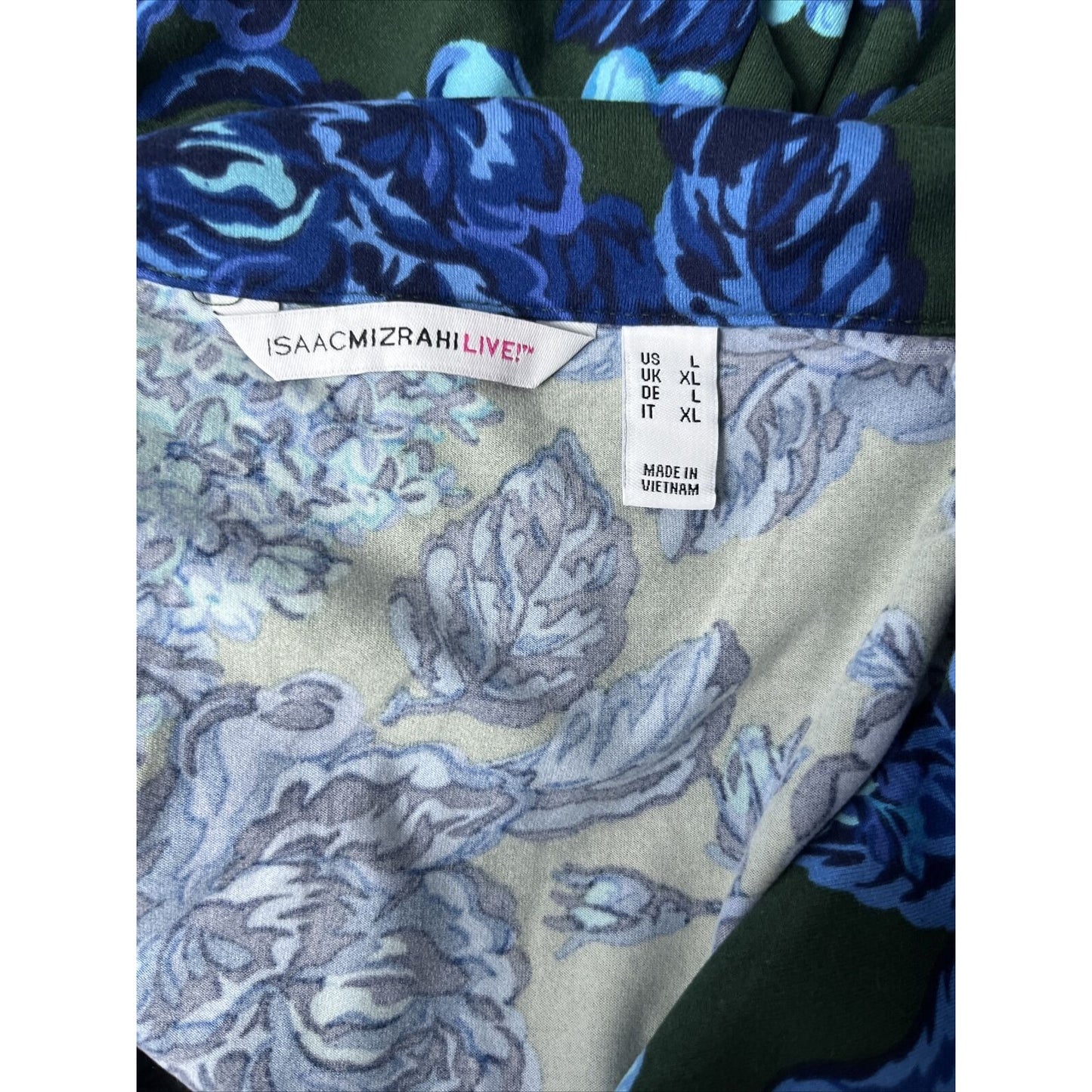 Isaac Mizrahi Live! Button Front Sleep Set Shirt Ink Blue Large NWOT