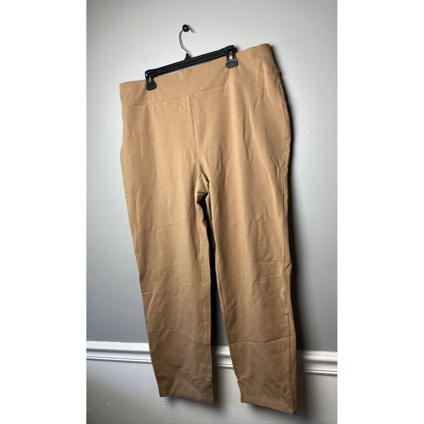 Susan Graver Plus Premium Stretch Slim Leg Pull-On Pants Brown Size 1X