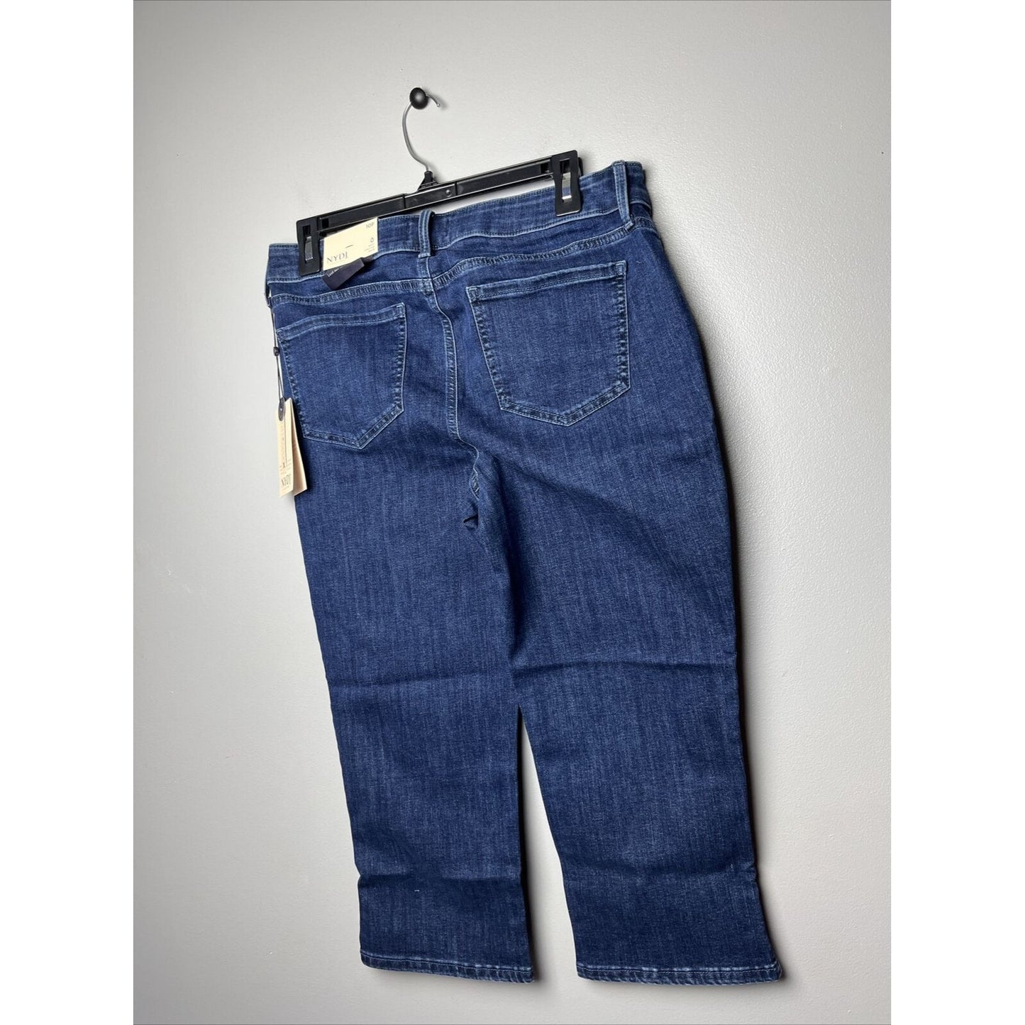 NYDJ Womens SZ 10P DARK WASH Capri Crop JEAN Cool Embrace 2 Snap STRETCH, SLIT