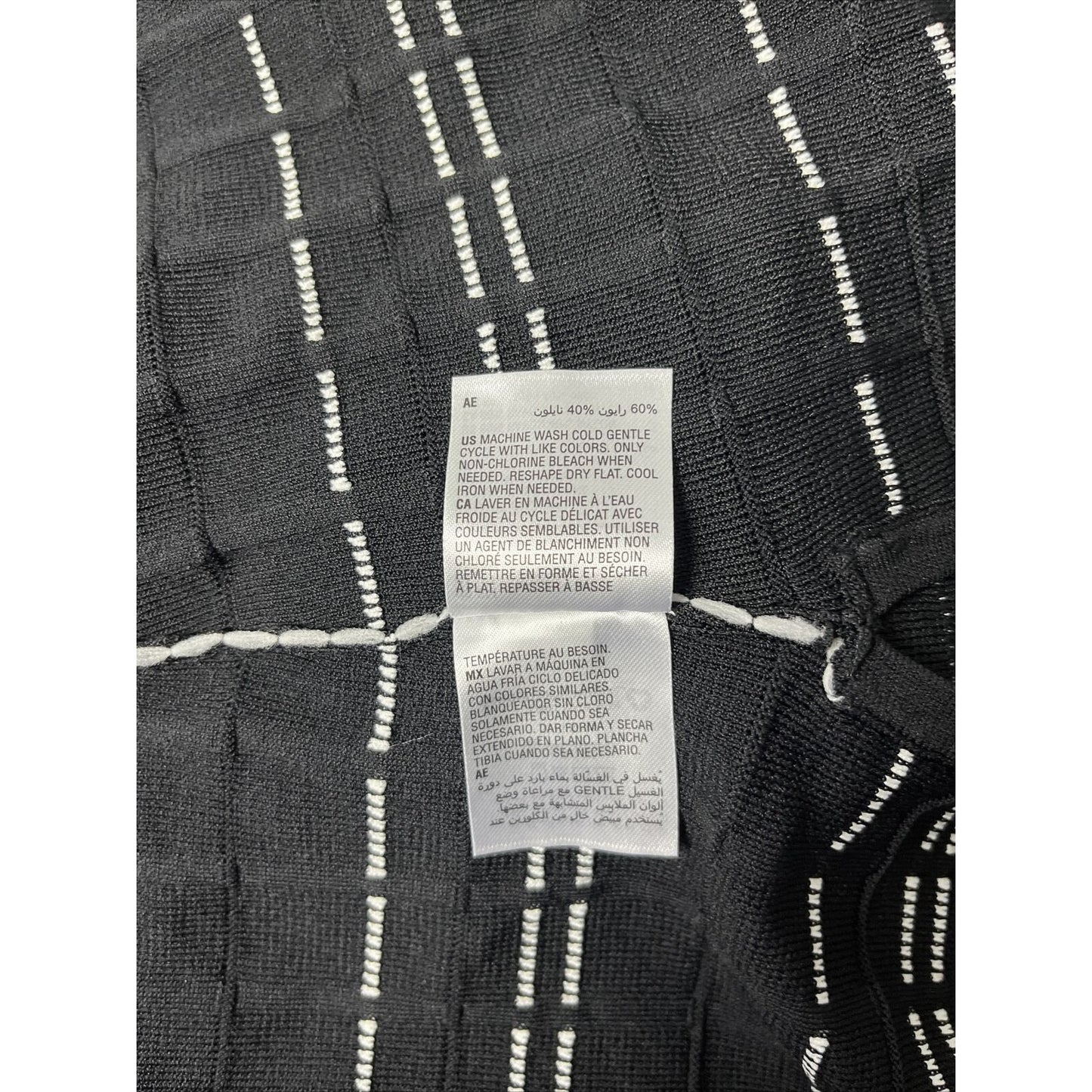 Alfani Black/White Dot Stitch 3/4 Sleeve Cardigan Size M Petite