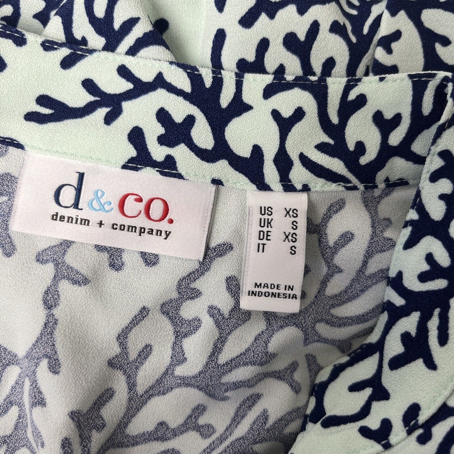 Denim& Co Printed V-Neck 3/4-Sleeve Tunic Light Mint Green XS NEW A394455