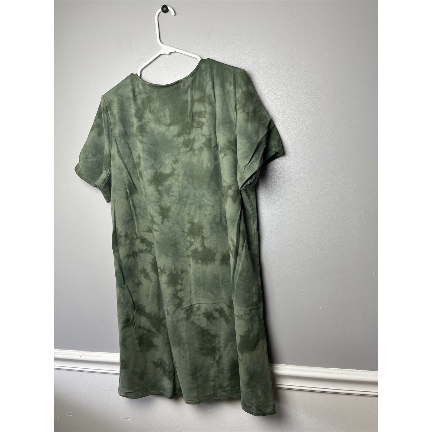 Denim & Co. Women's Petite Dress PXL French Terry Crystal Wash Green A471745