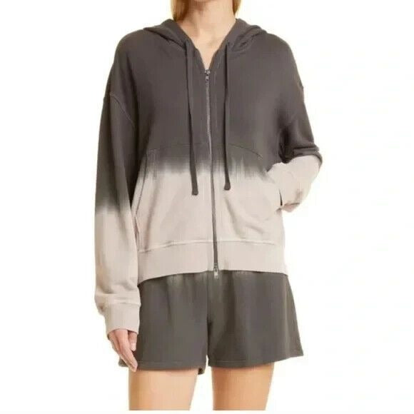 ATM Anthony Thomas Melillo Dip Dye Full Zip Hoodie Womens S NWT Sweatshirt Gray