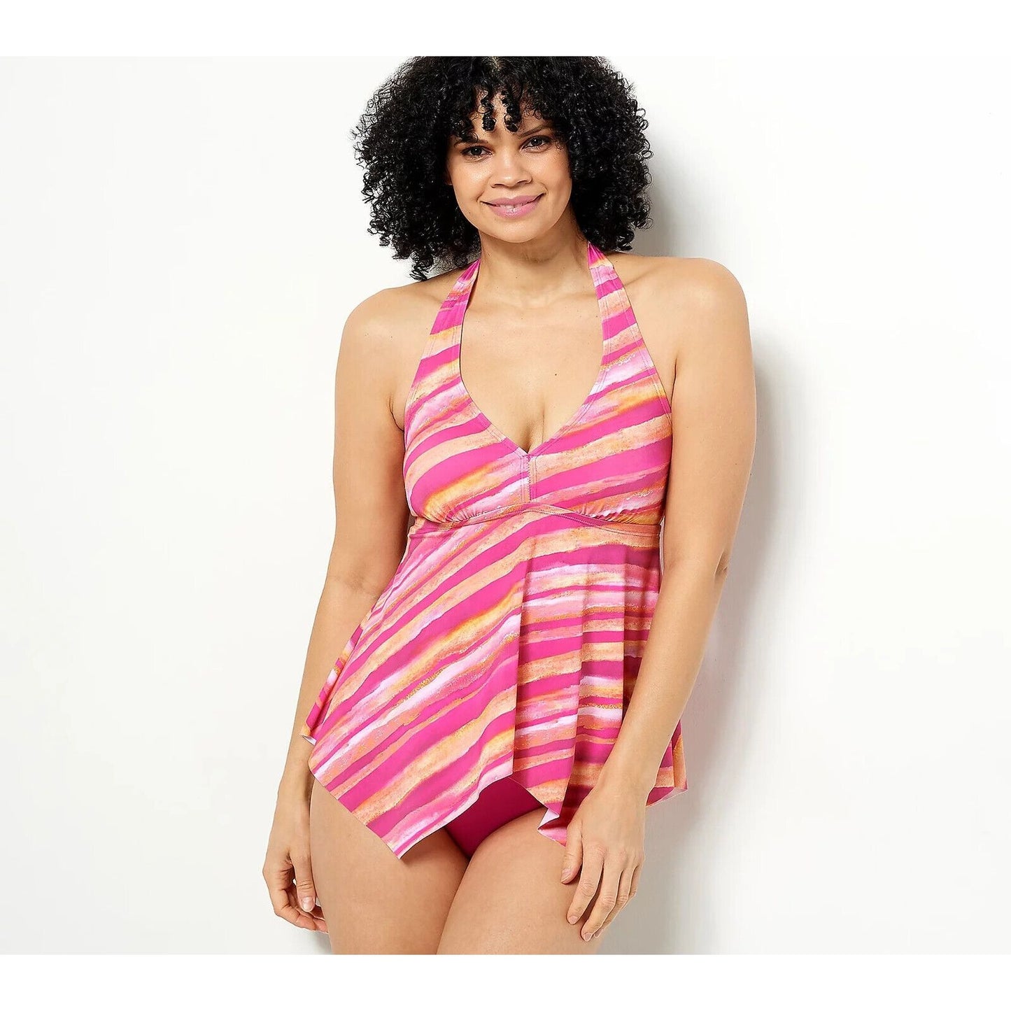 Kim Gravel x Swimsuits For All Women's Hanky Halter Top & Brief Set Pink Size 6