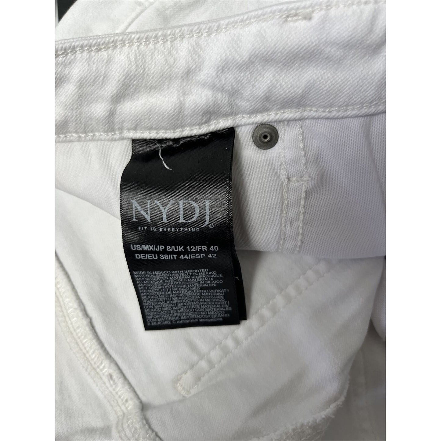 Curves 360 by NYDJ Slim Straight Ankle Jeans w/Side Slits NWT White Size 8