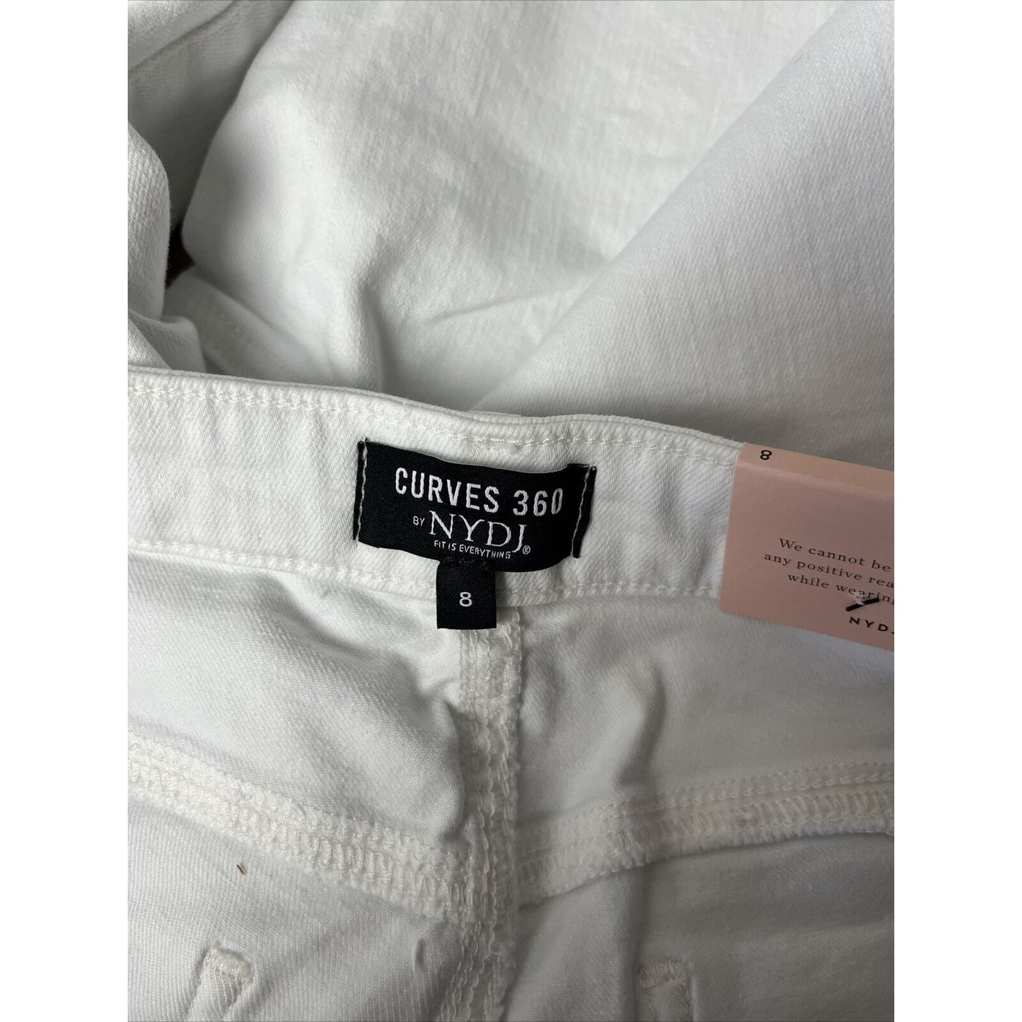 Curves 360 by NYDJ Slim Straight Ankle Jeans w/Side Slits NWT White Size 8