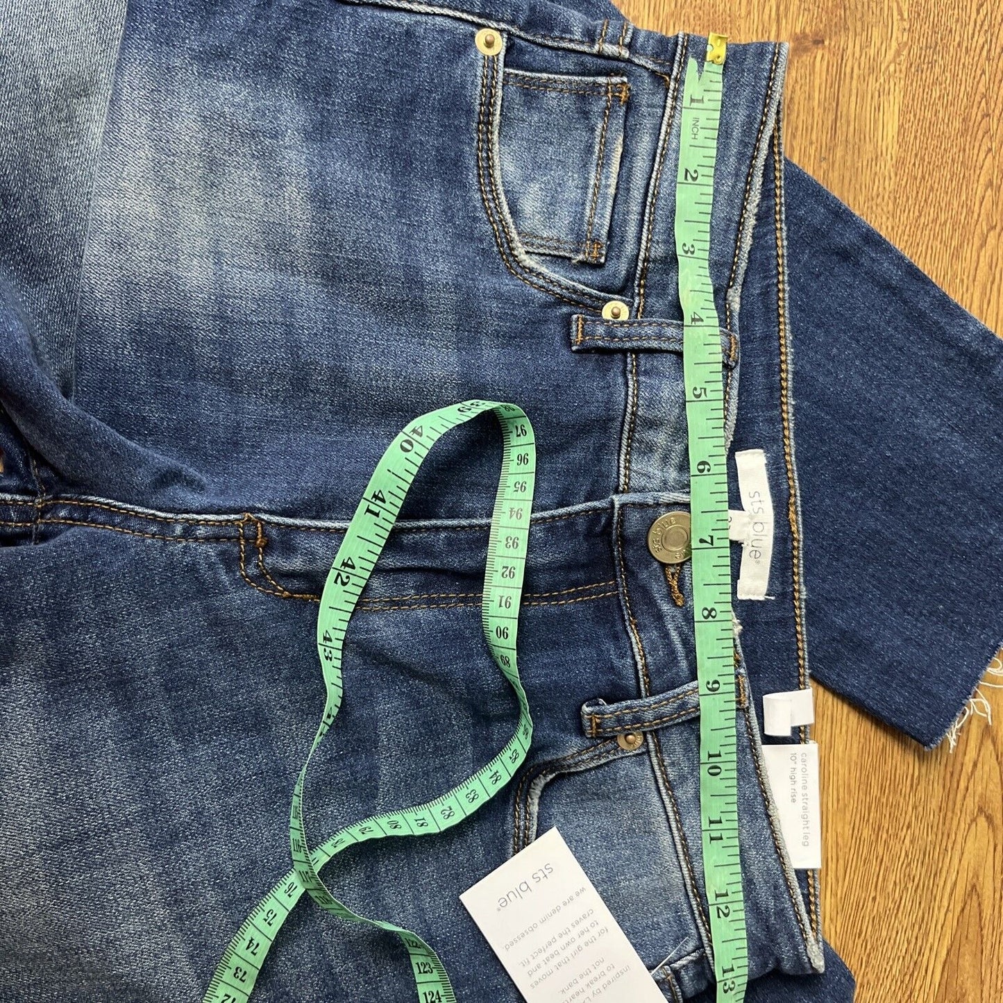 M1083 STS BLUE Caroline High Rise Straight Leg Raw Hem Jeans Blue Womens Size 23