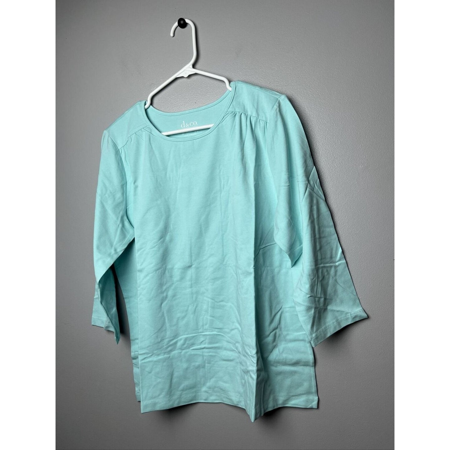 Denim & Co. Essentials Perfect Jersey 3/4 Sleeve Top Light Blue Size Large