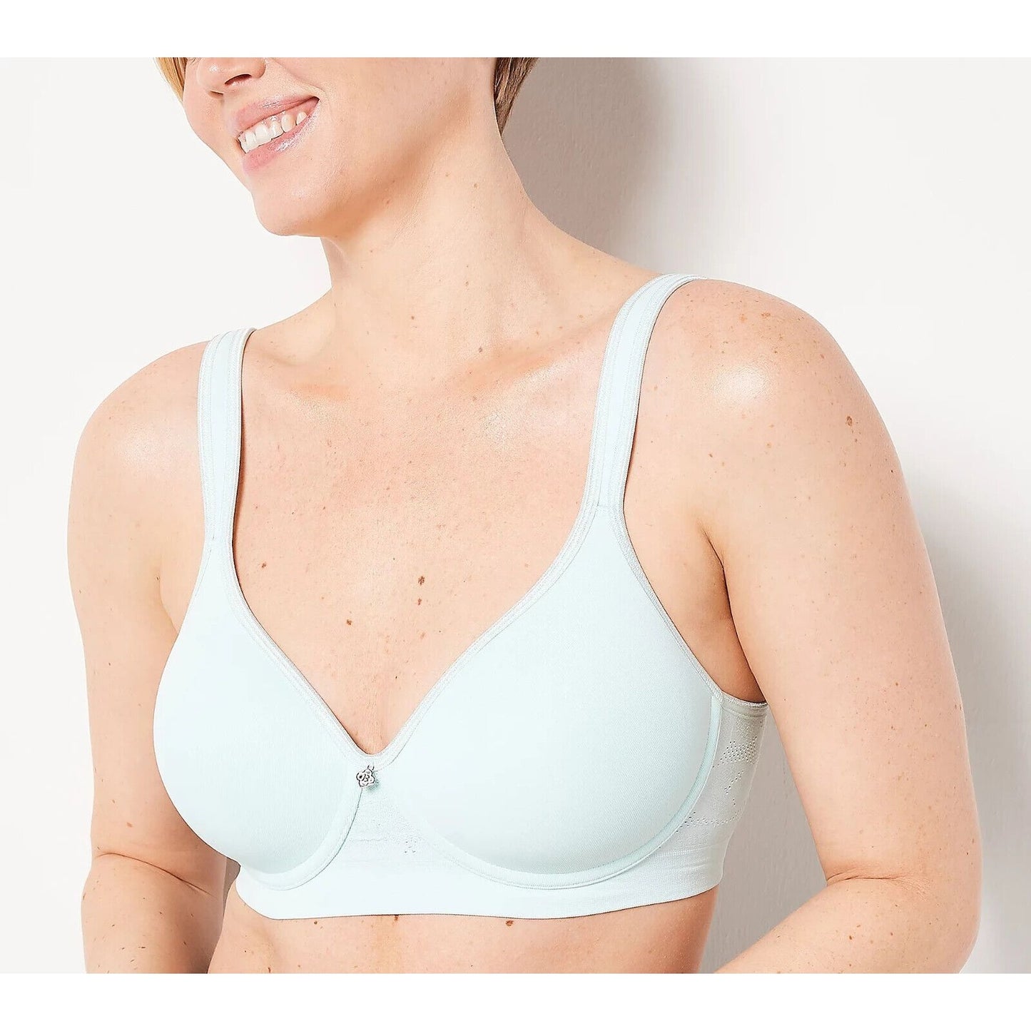 Breezies Lace Effects Full Coverage Seamless Wirefree Bra -Raindrop, 1X A463929