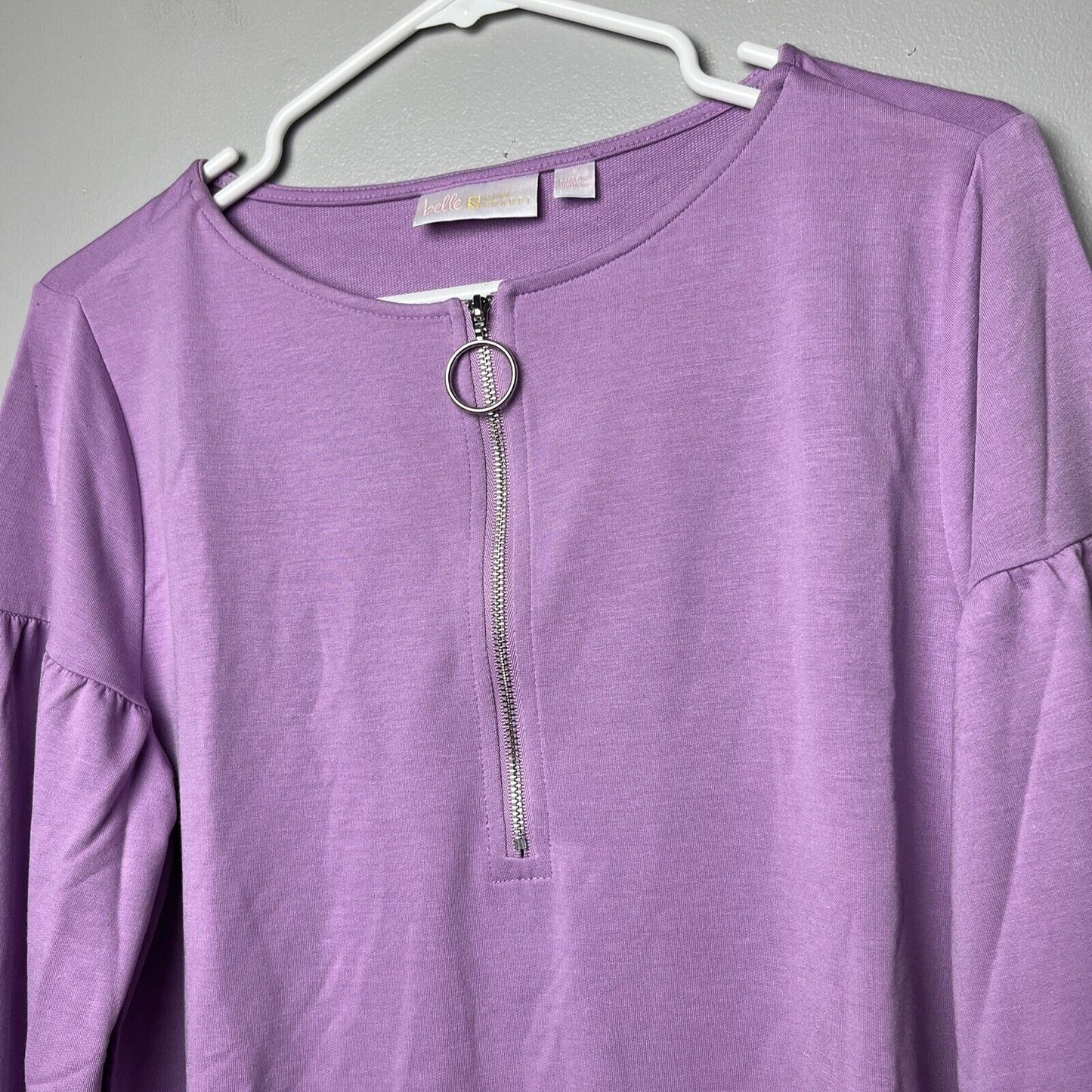 Belle by Kim Gravel Half Zip Top Lilac Size Small NWOT