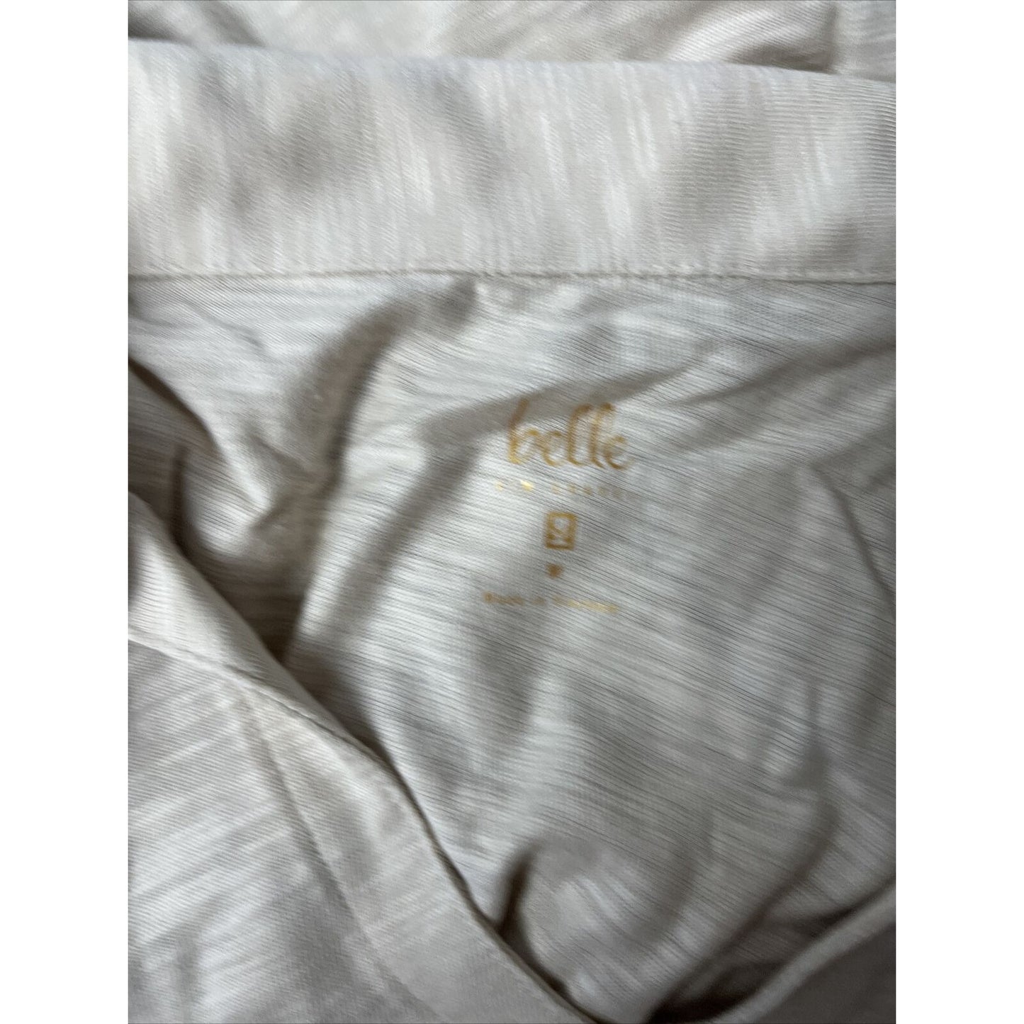 Belle by Kim Gravel Slub Knit Short Sleeve Shirt Sand Bar M NWOT
