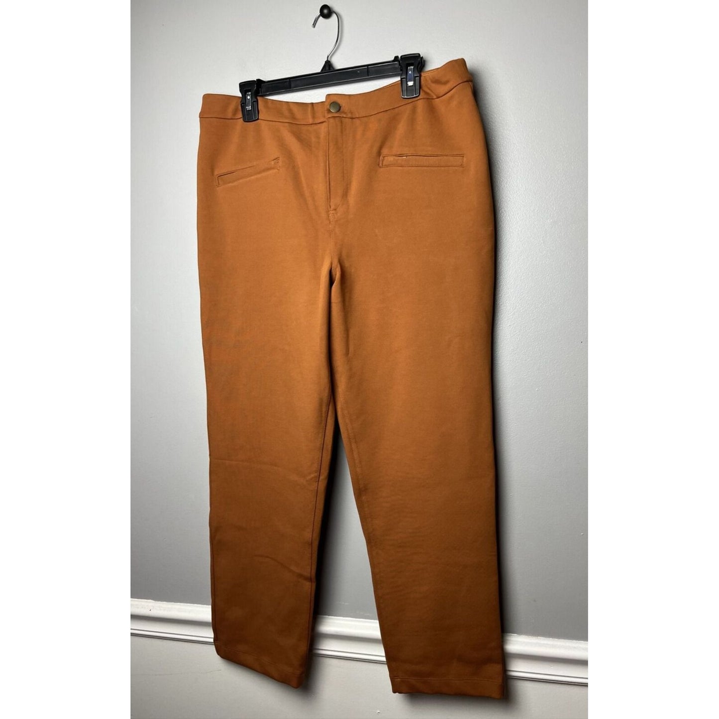 Joan Rivers Regular Knit Ponte Zipper Pocket Ankle Pant Ginger, LARGE